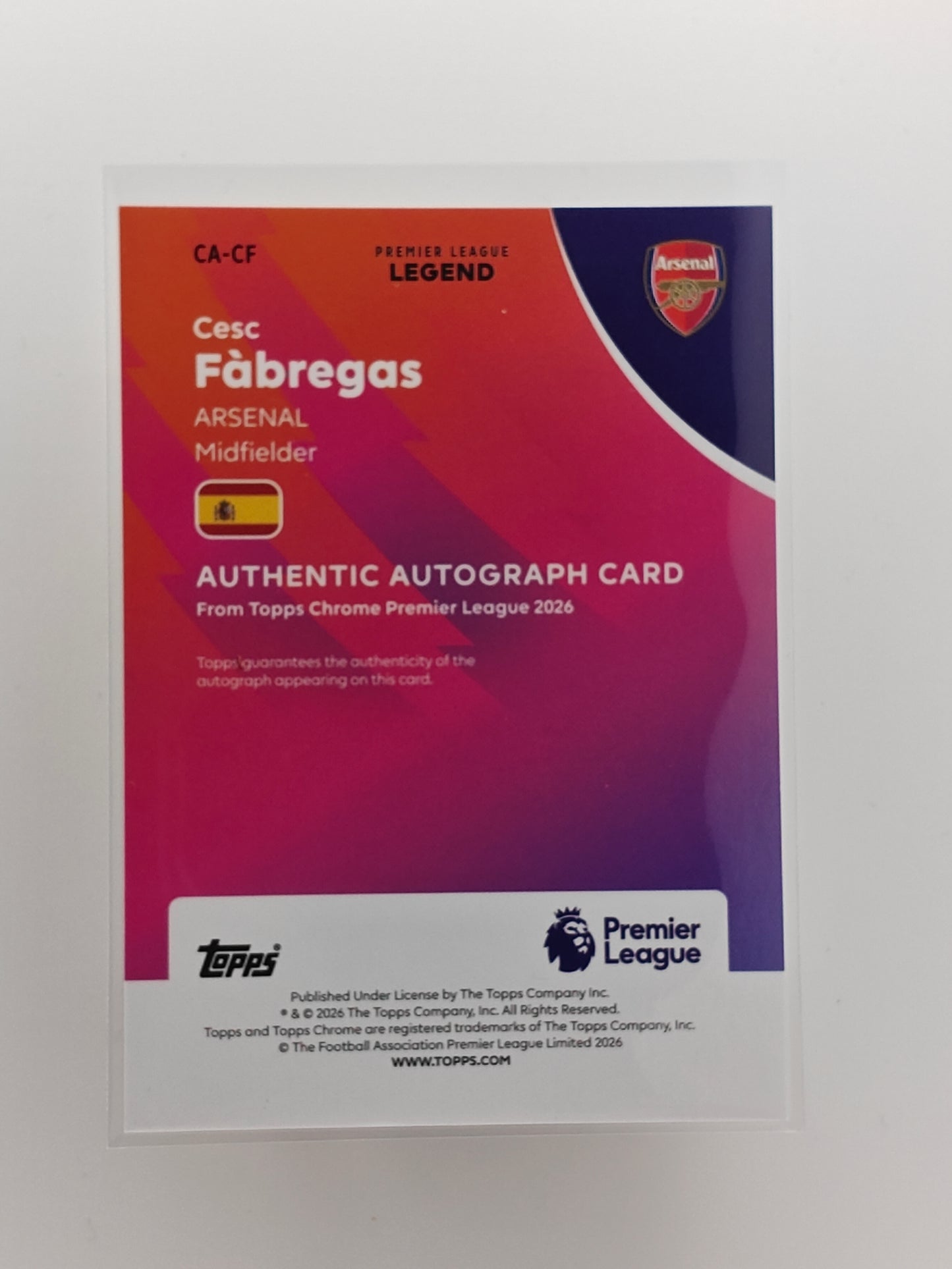 Cesc Fabregas auto /50 - Topps Chrome PL 25/26