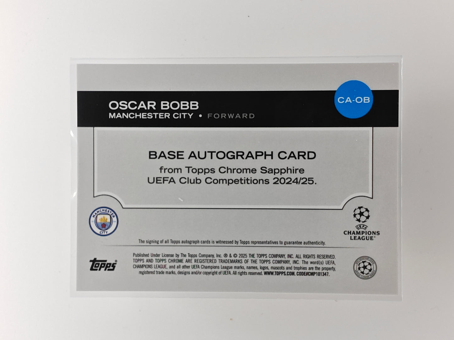 Oscar Bobb auto /25 - Topps Chrome Sapphire 24/25