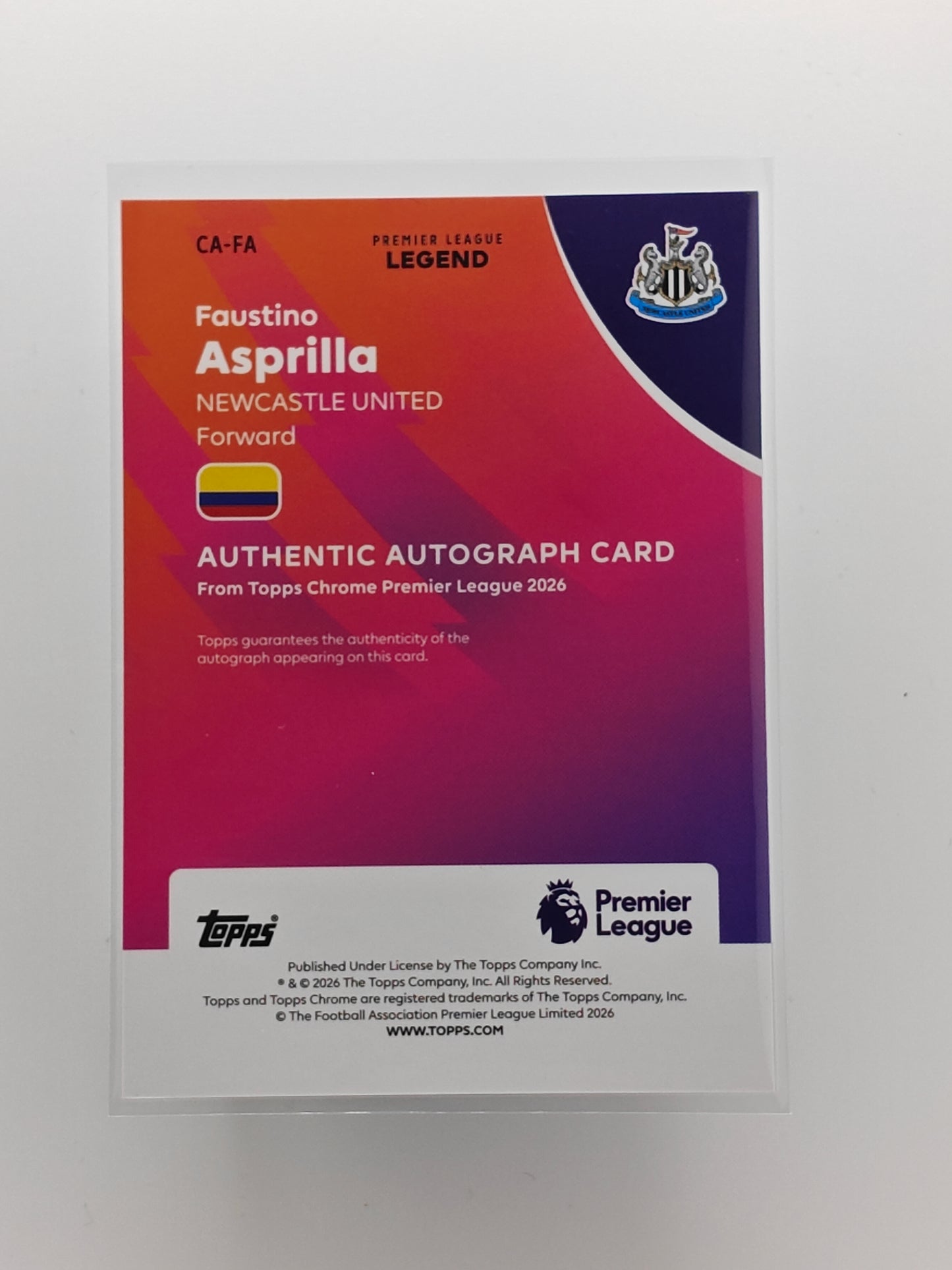 Faustino Asprilla auto /75 - Topps Chrome PL 25/26