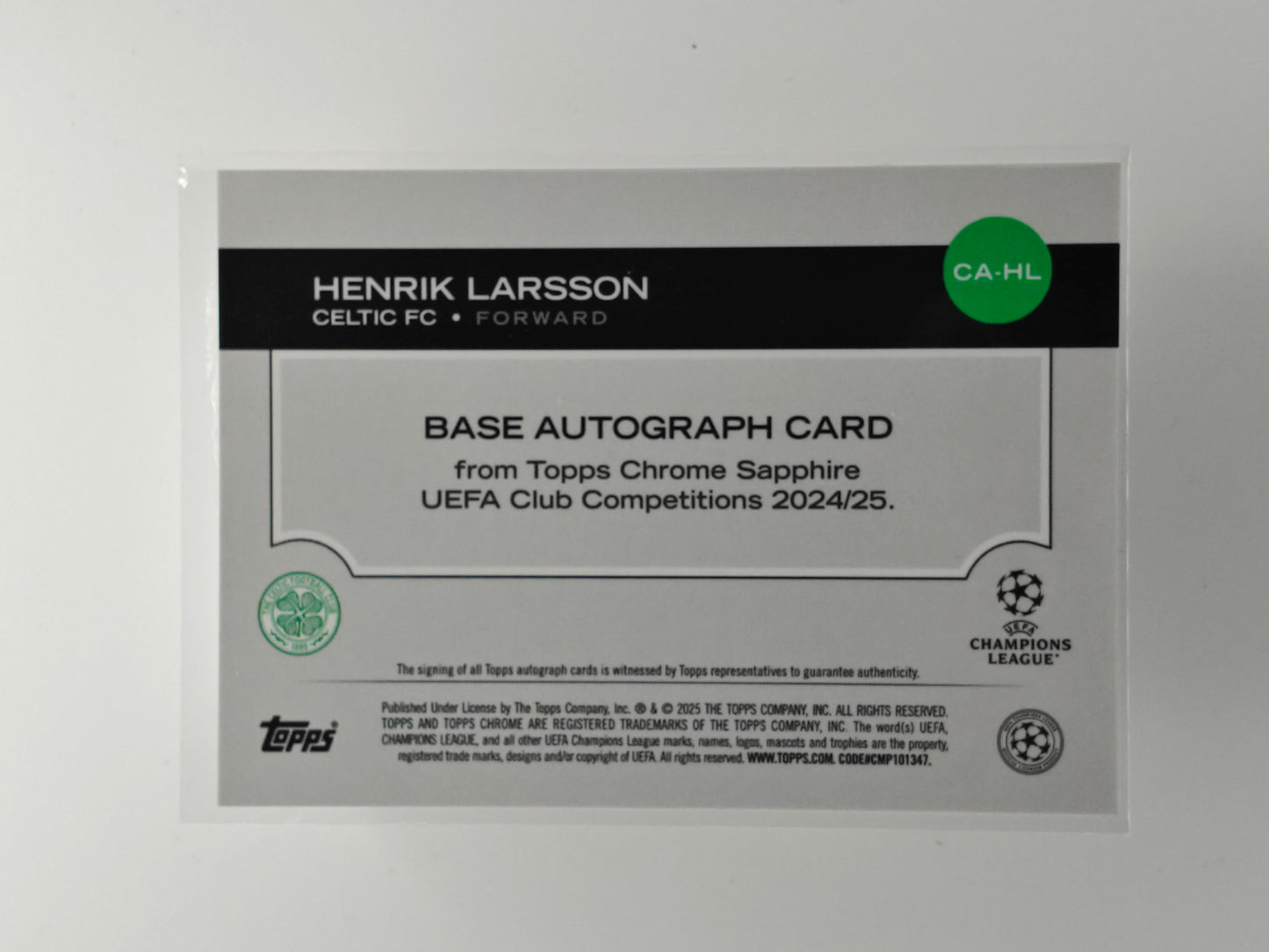Henrik Larsson auto /50 - Topps Chrome Sapphire 24/25