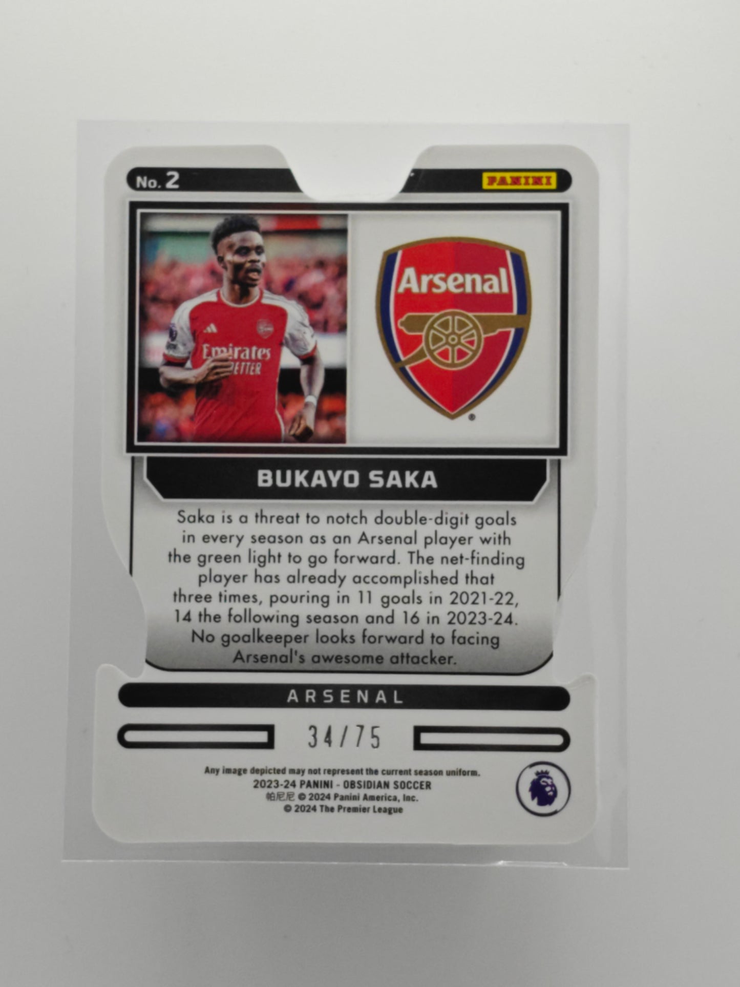 Bukayo Saka /75 Supernova - Panini Obsidian 23/24