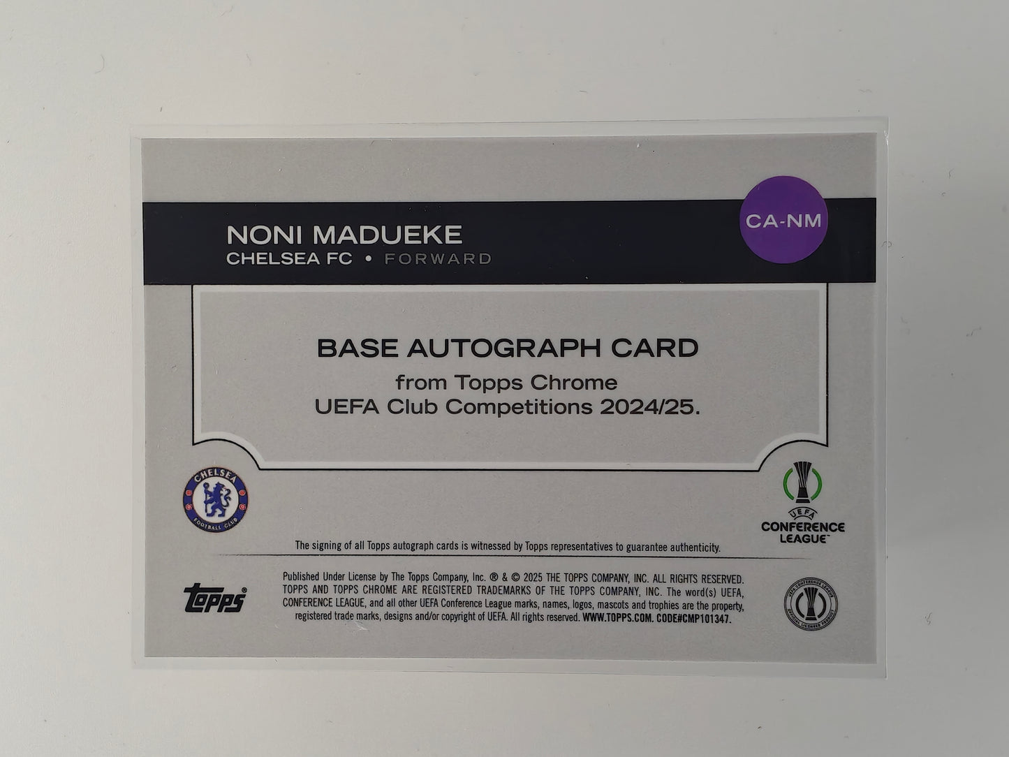 Noni Madueke auto /50 - Topps Chrome 24/25