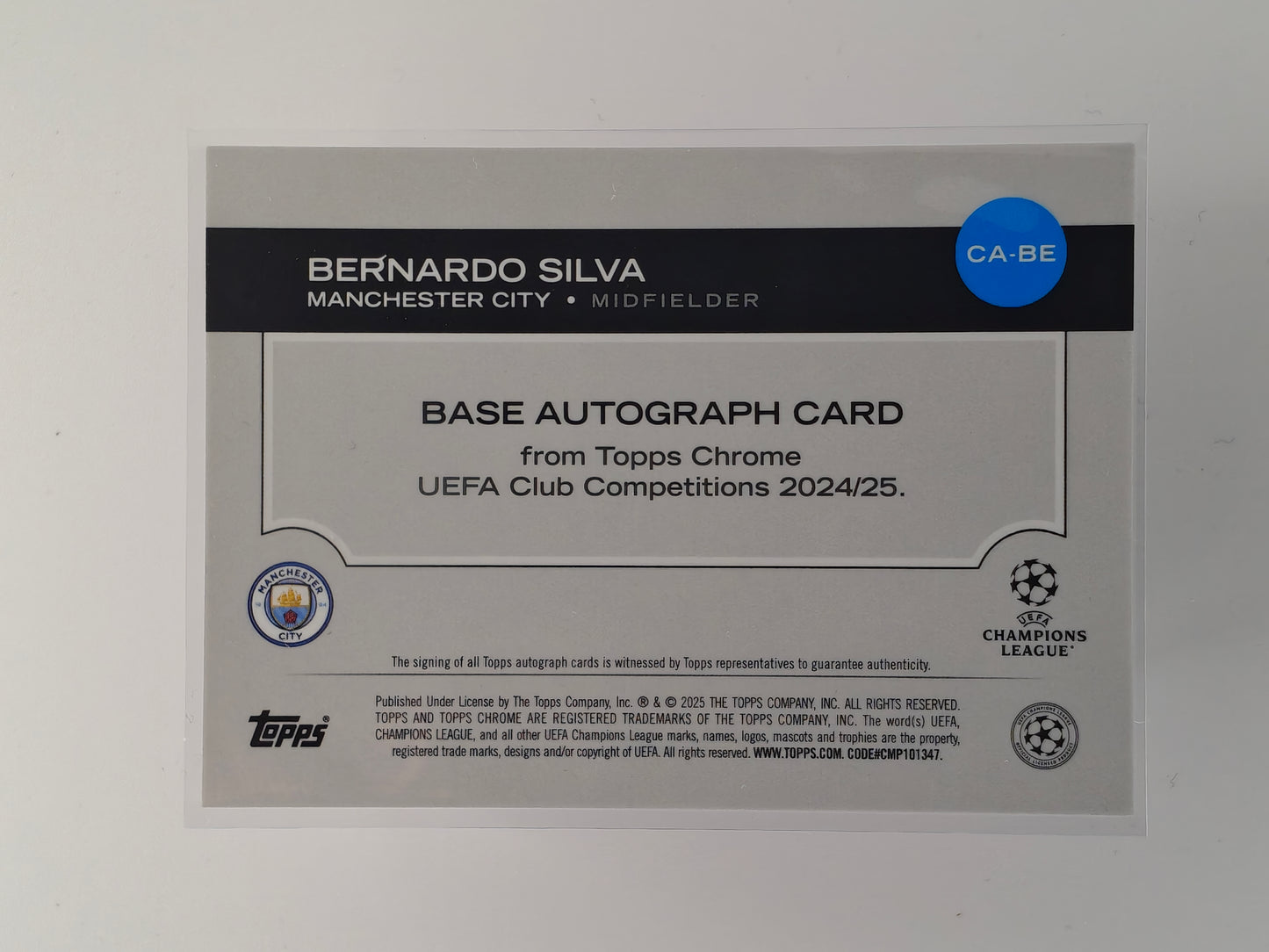 Bernardo Silva auto /250 - Topps Chrome 24/25