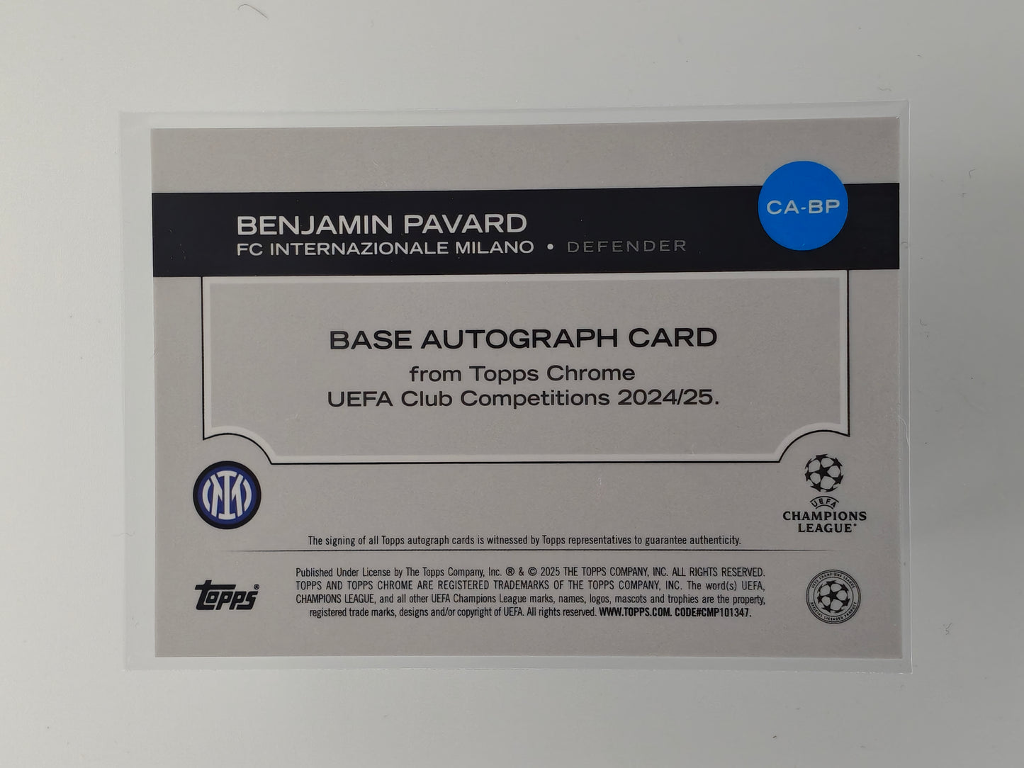 Benjamin Pavard auto /199 - Topps Chrome 24/25