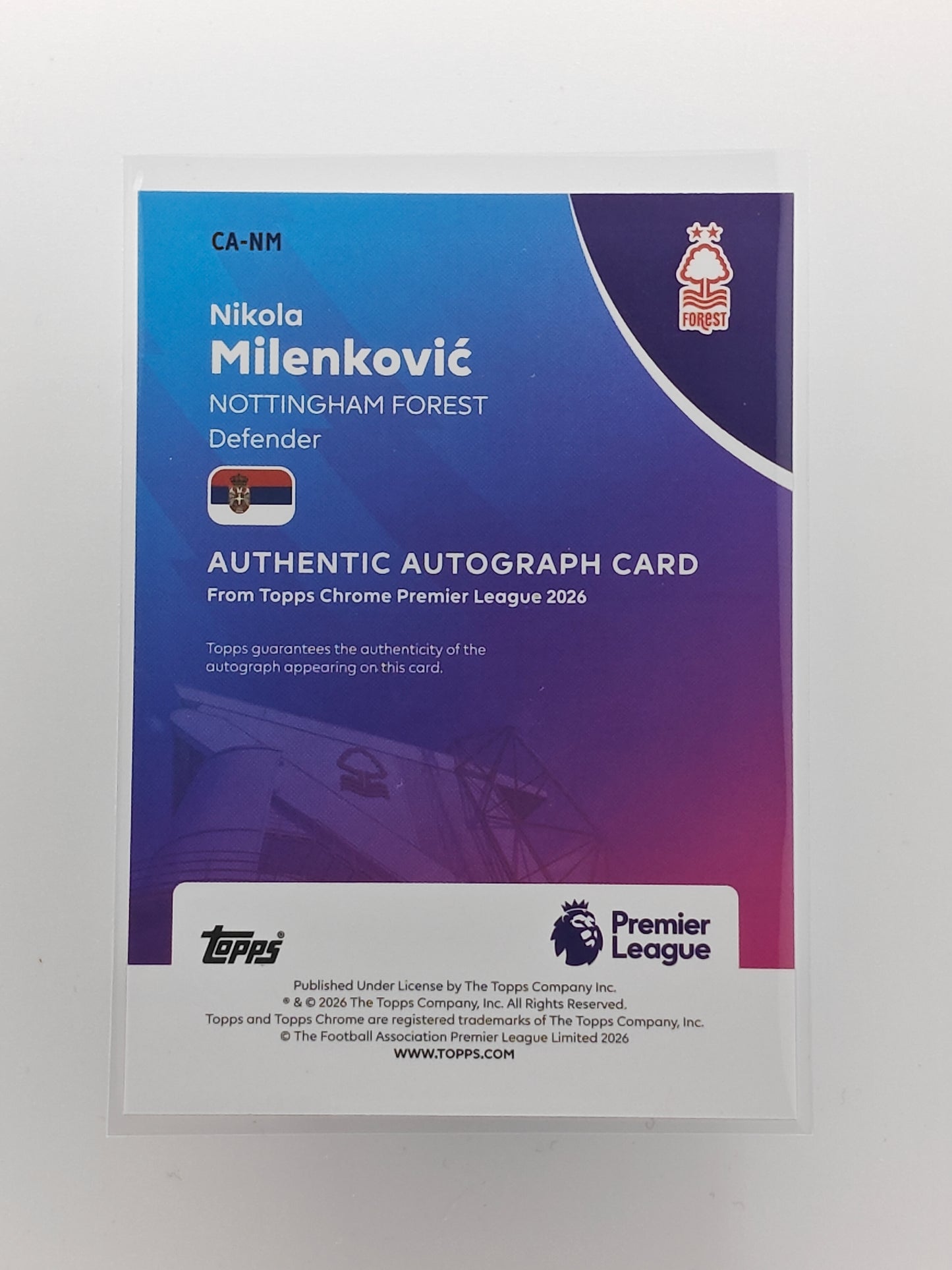 Nikola Milenkovic auto /150 - Topps Chrome PL 25/26
