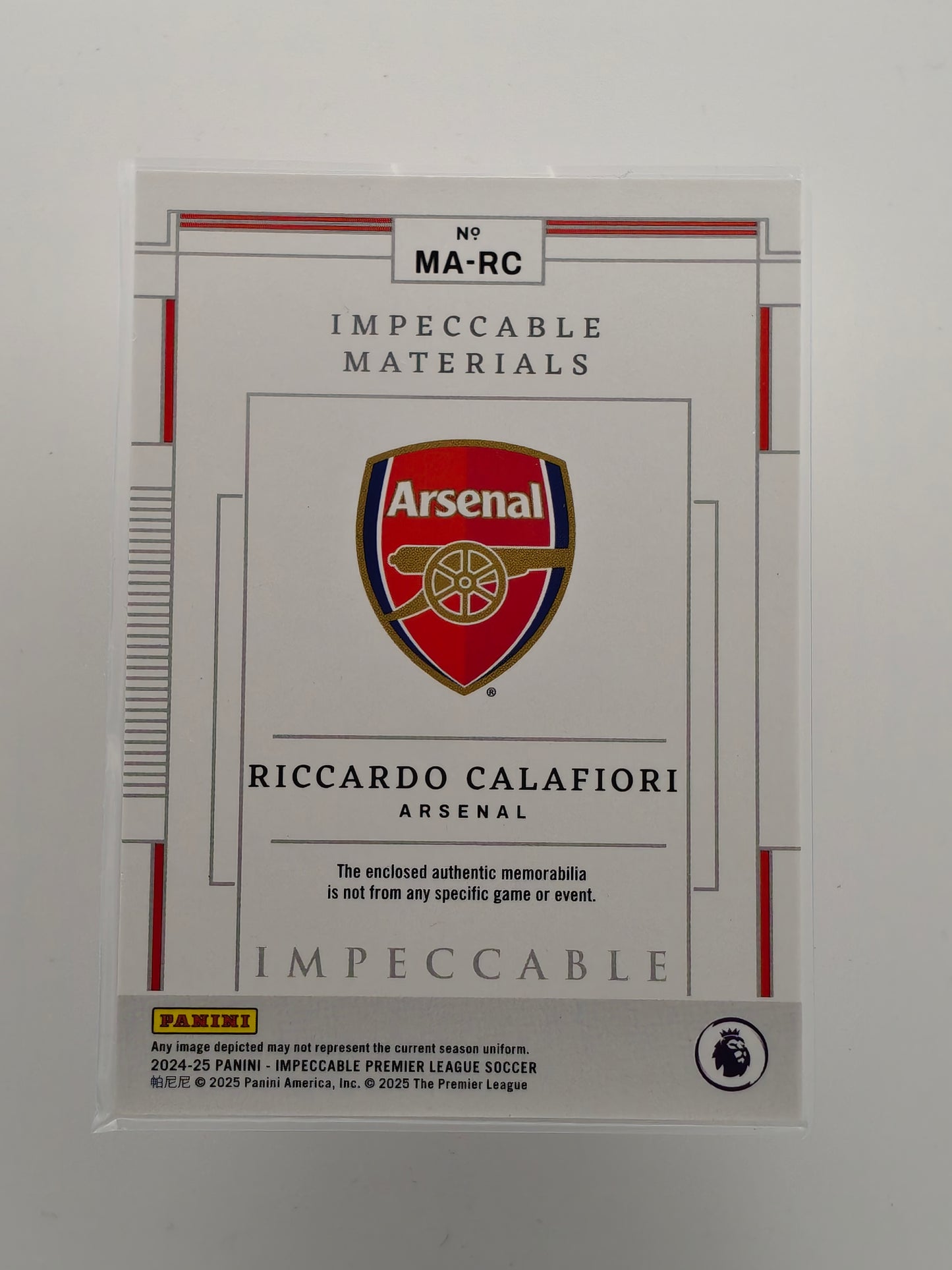 Riccardo Calafiori patch /25 - Panini Impeccable 24/25