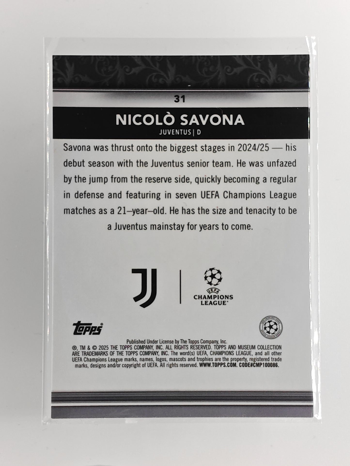 Nicolo Savona rc - Topps Museum 24/25