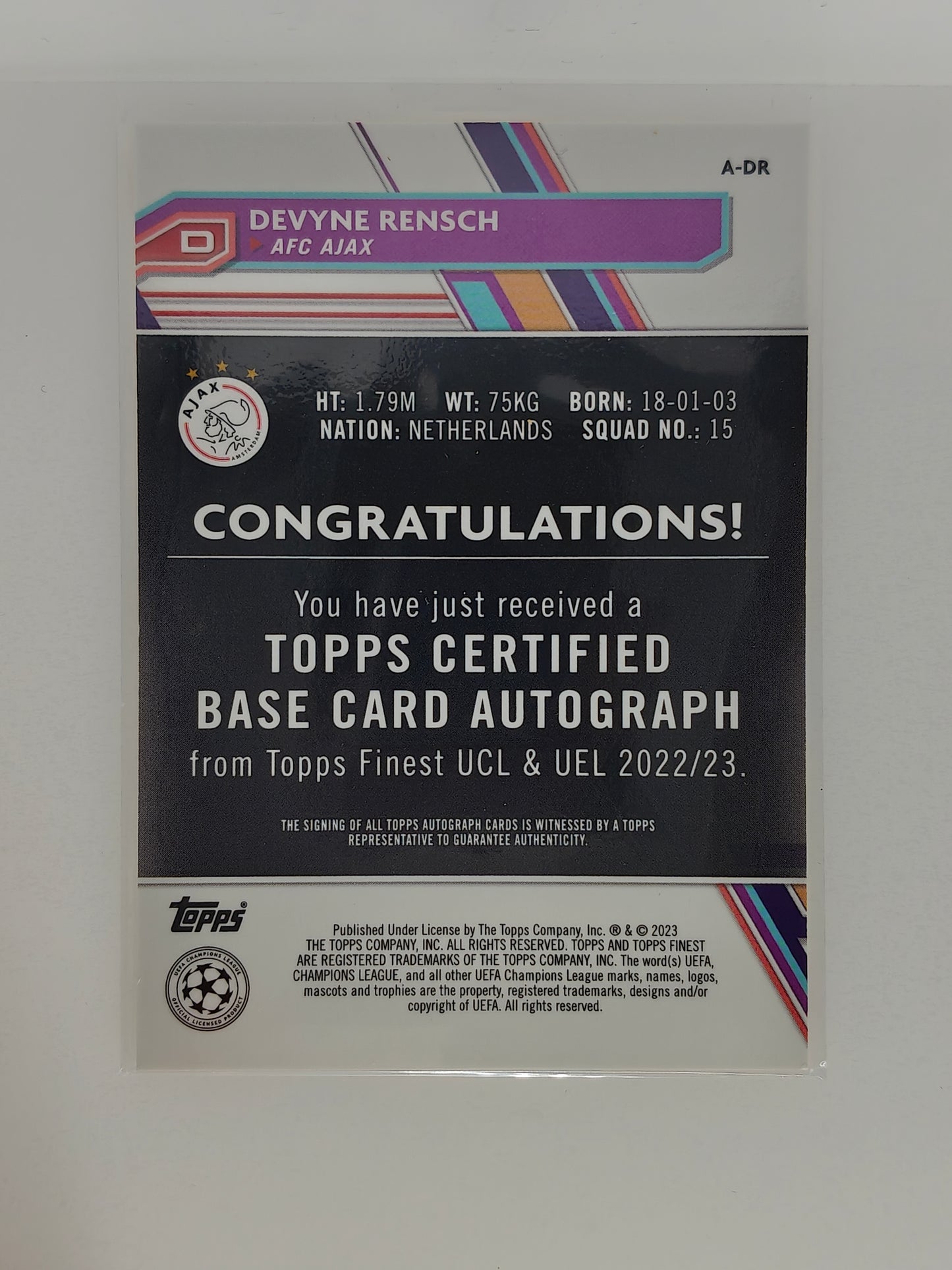 Devyne Rensch auto /50 - Topps Finest 22/23