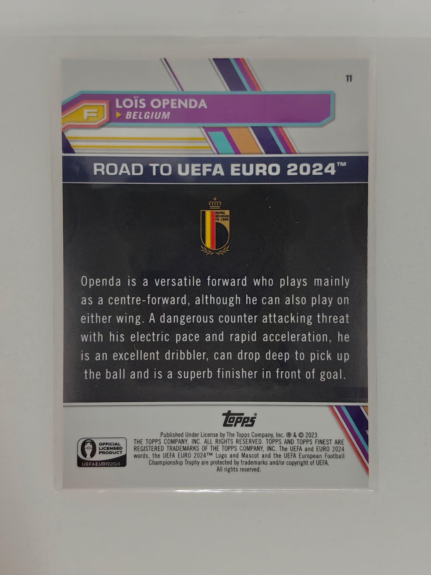 Loic Openda /50 national debut - Topps Finest euro 24