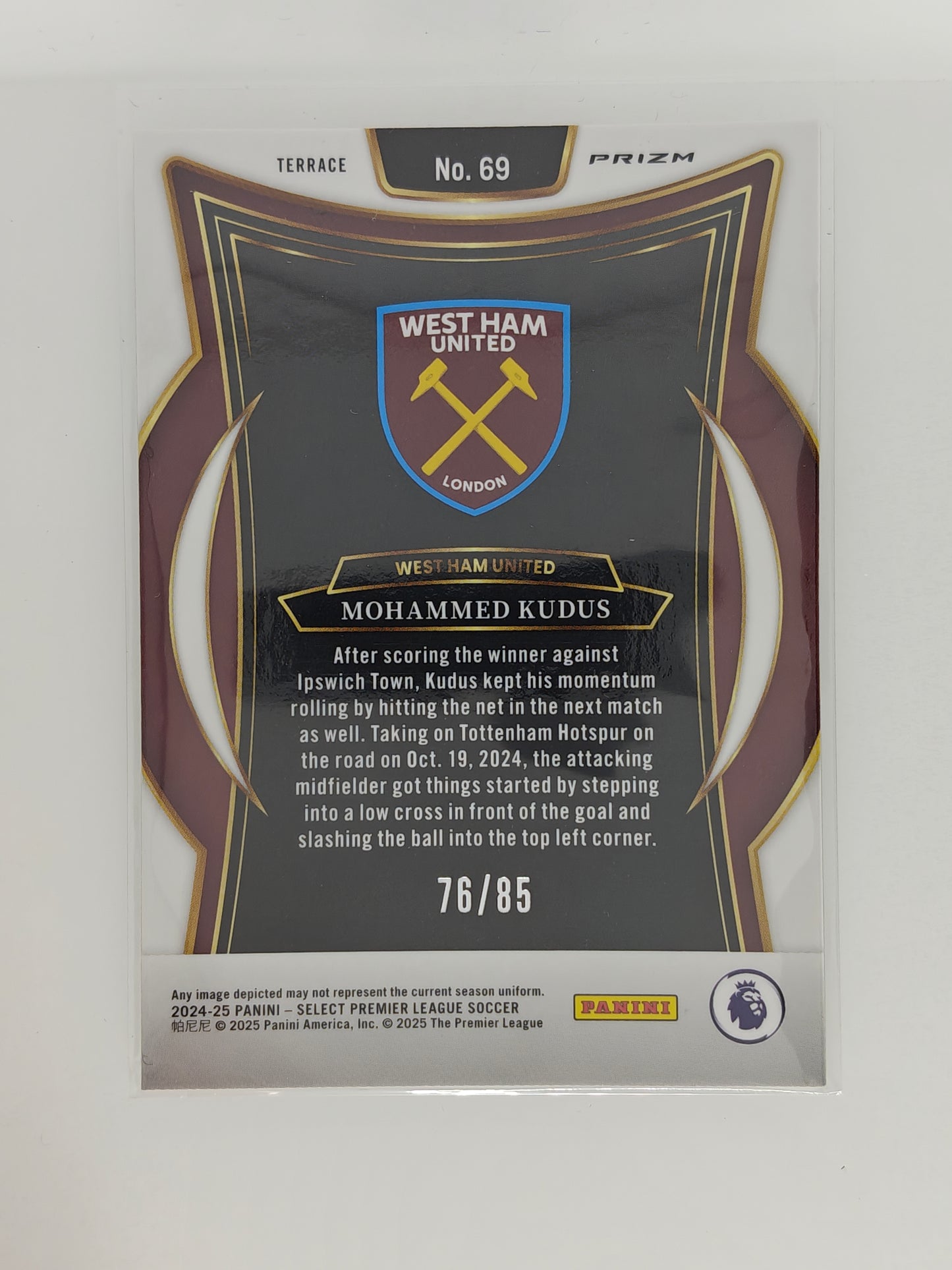 Mohammed Kudus /85 white ice - Panini Prizm Premier League 24/25
