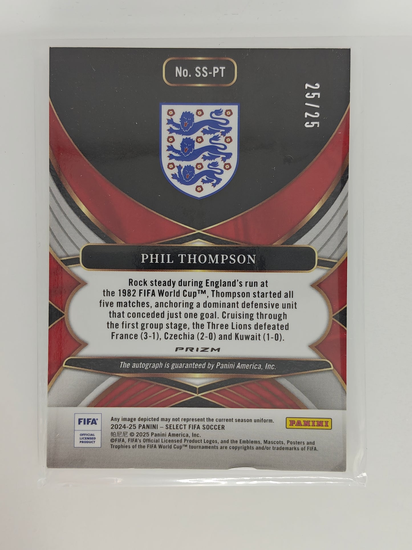 Phil Thompson auto 25/25 - Panini Select Fifa 24/25