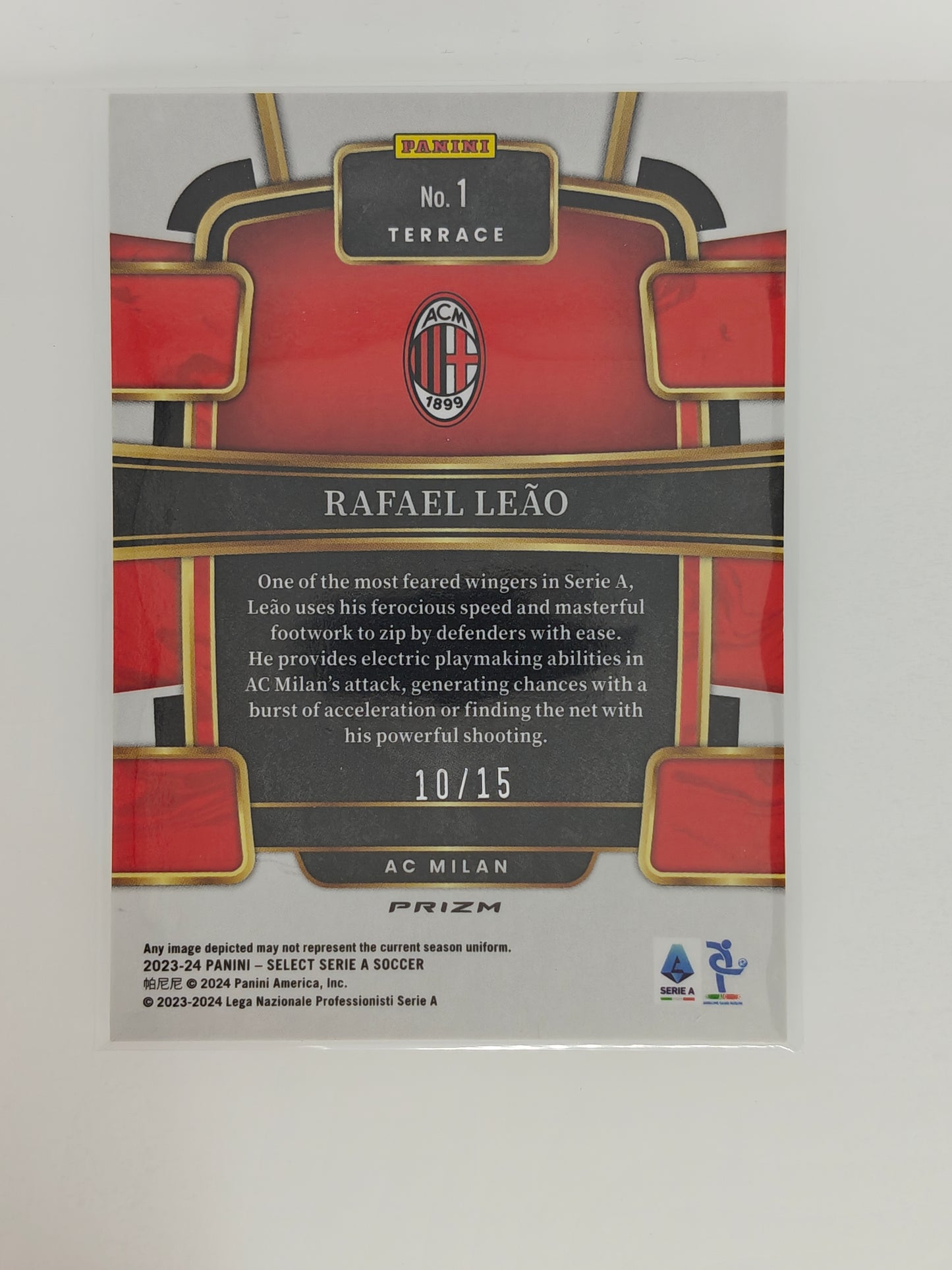 Rafael Leao 10/15 Jersey Number - Panini Obsidian 23/24