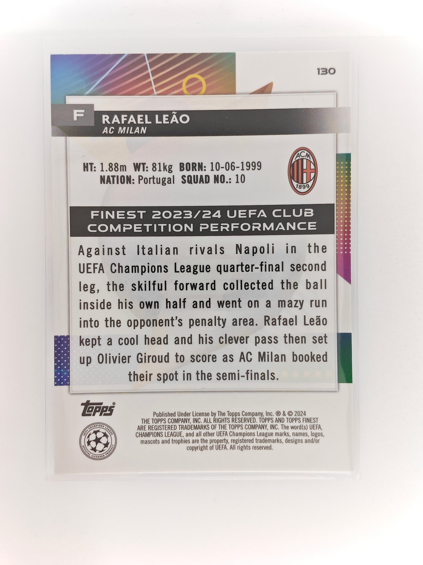 Rafael Leao /150 - Topps Finest 23/24