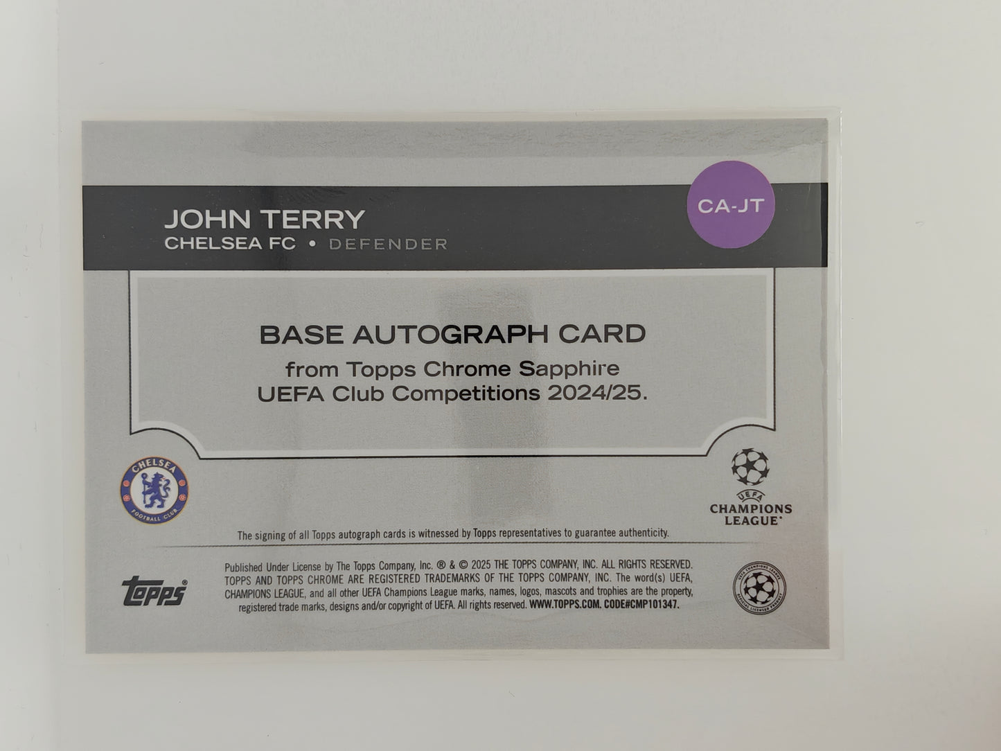 John Terry auto /50 - Topps Sapphire 24/25