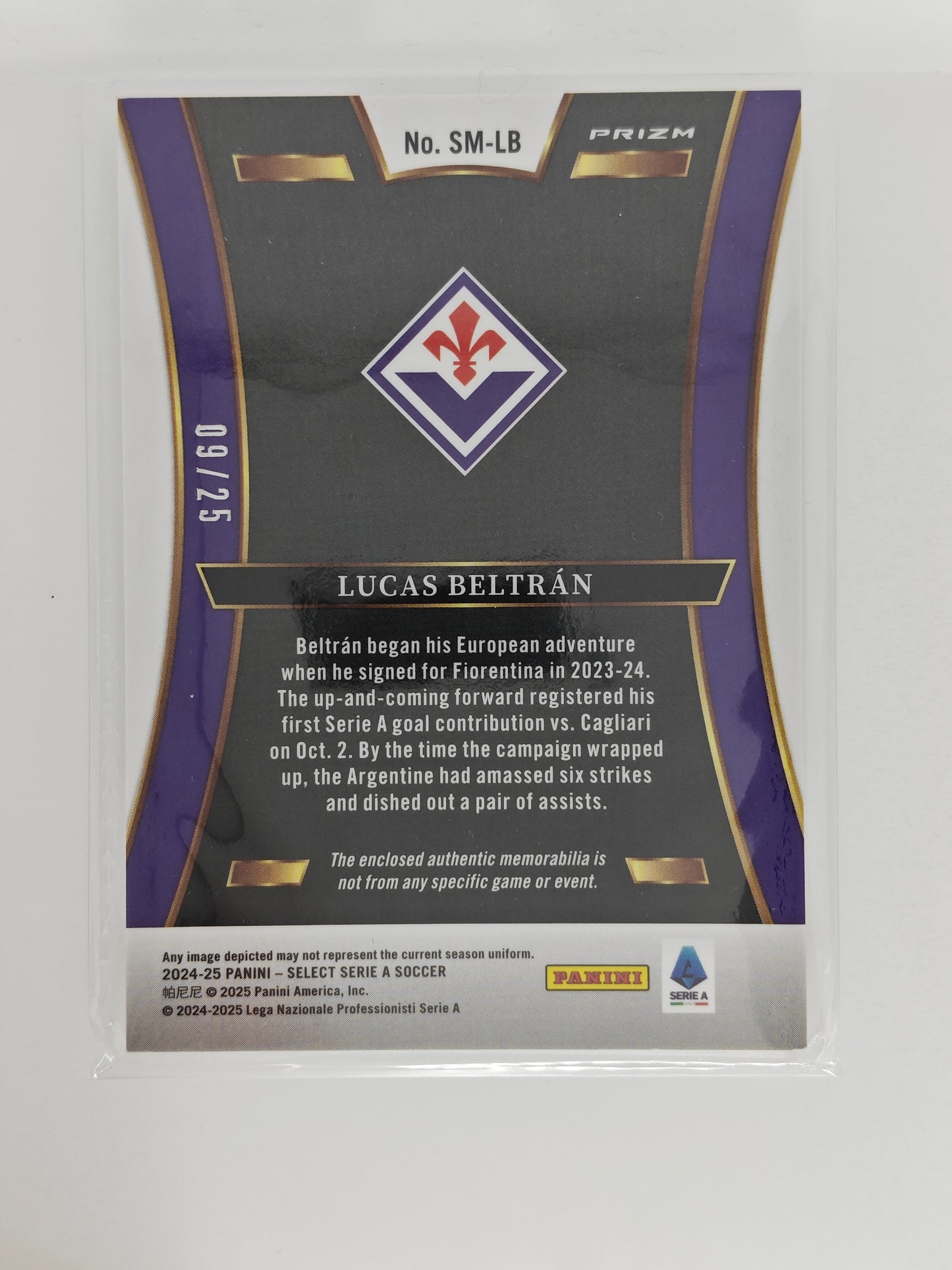 Lucas Beltran patch /25 - Panini Select Serie A 24/25