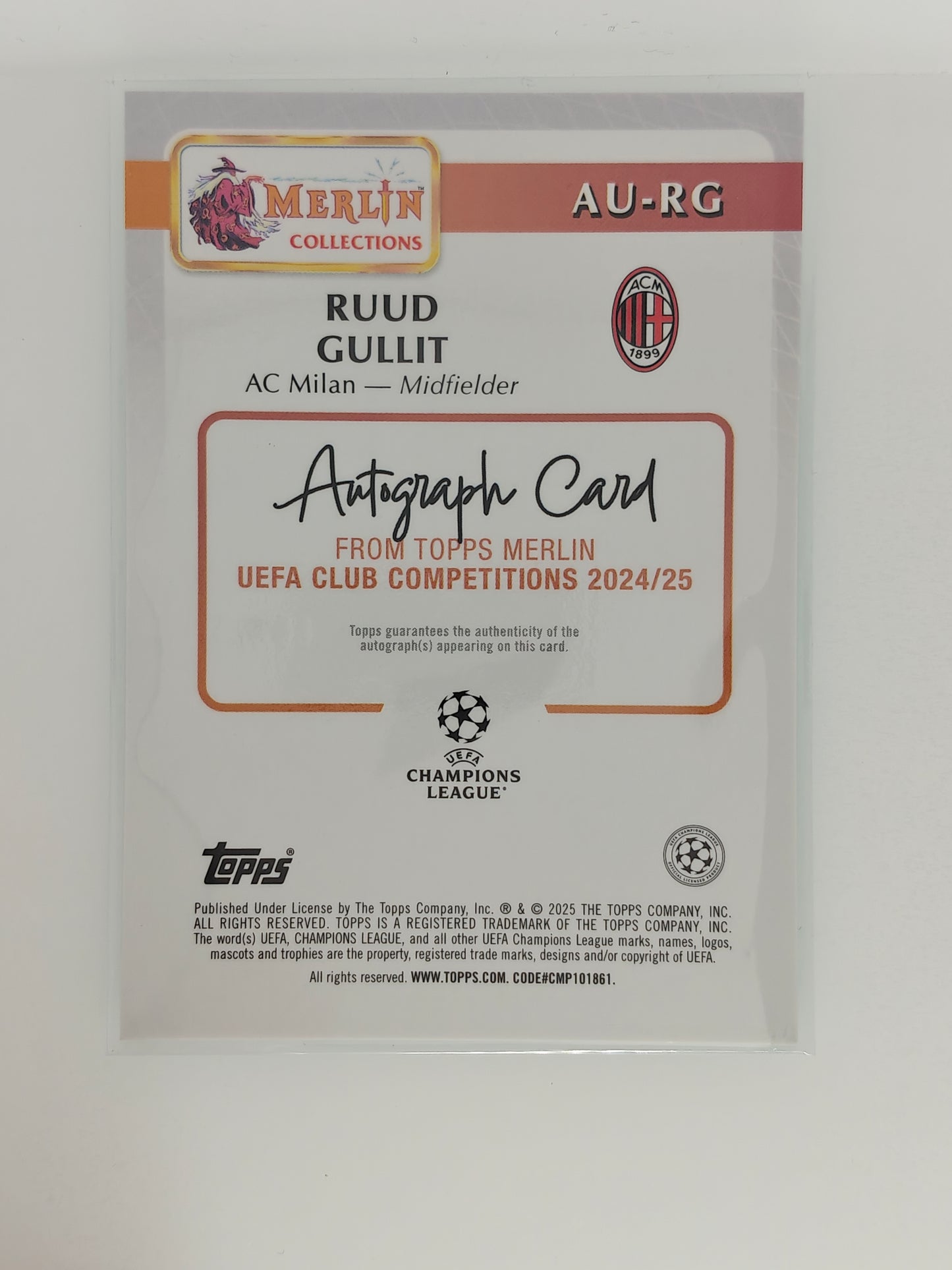 Ruud Gullit auto /75 - Topps Merlin 24/25