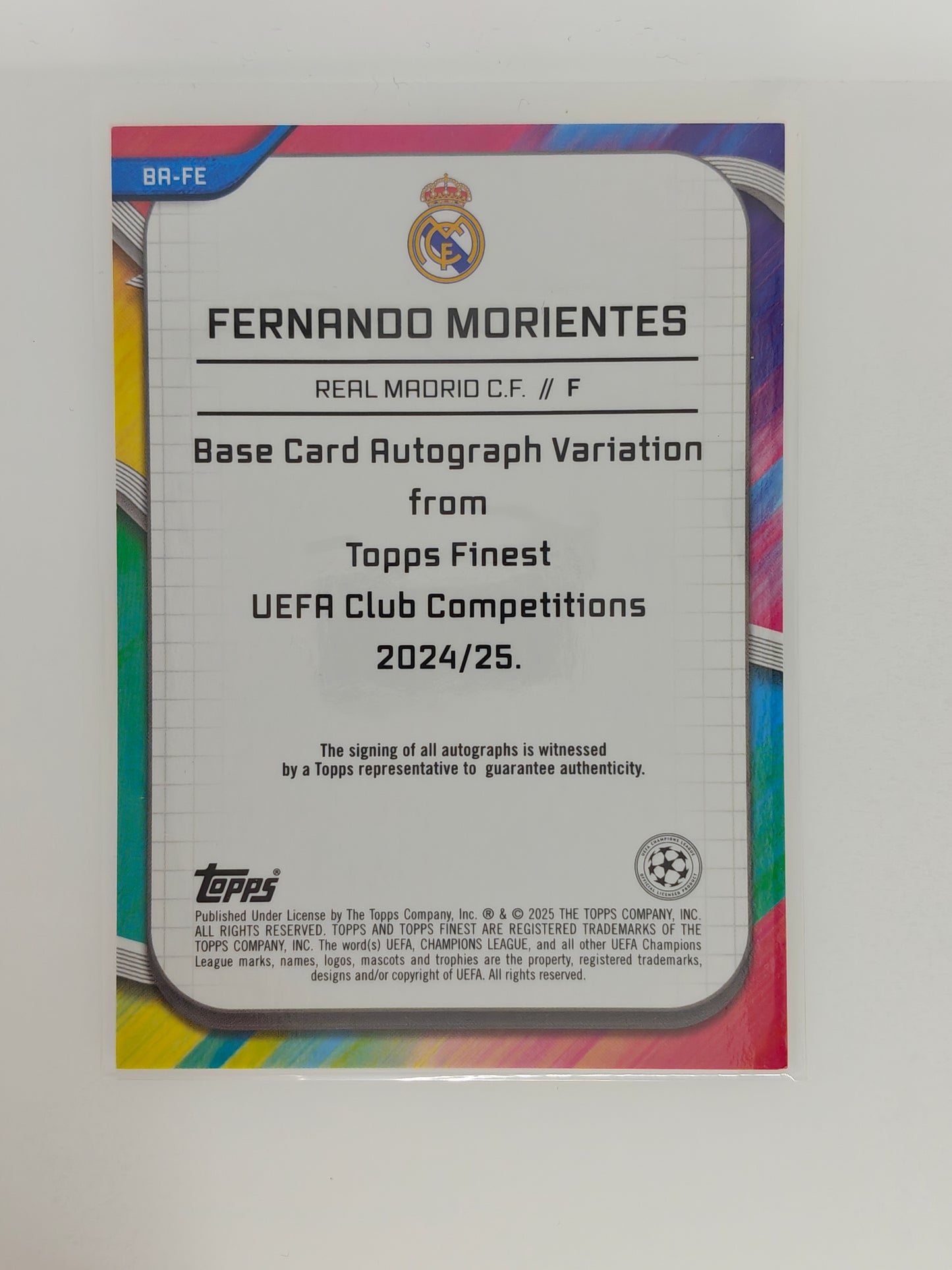 Fernando Morientes auto /50 - Topps Finest 24/25
