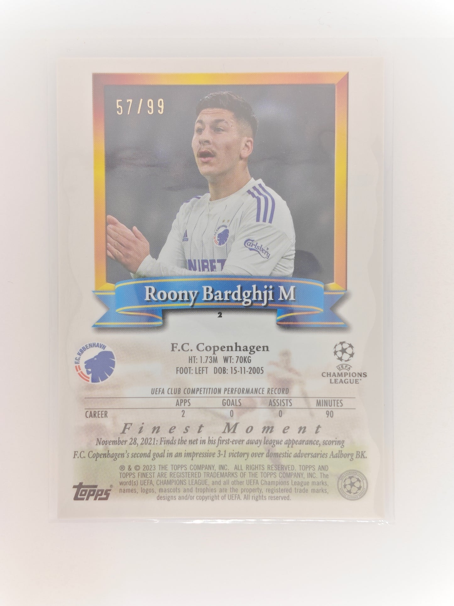 Roony Bardghji /99 rc - Topps Finest Flashbacks 22/23