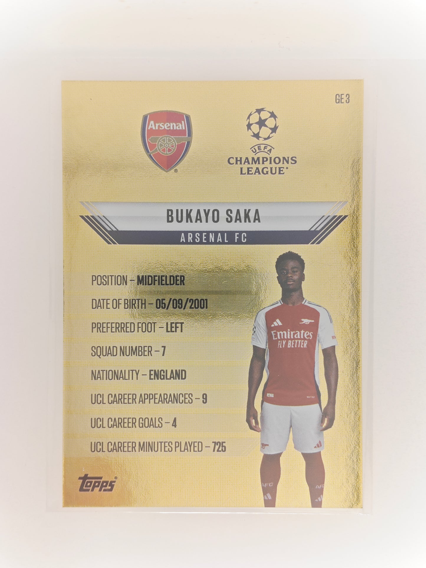 Bukayo Saka Gold Edge Edition - Topps Match Attax 2024/25