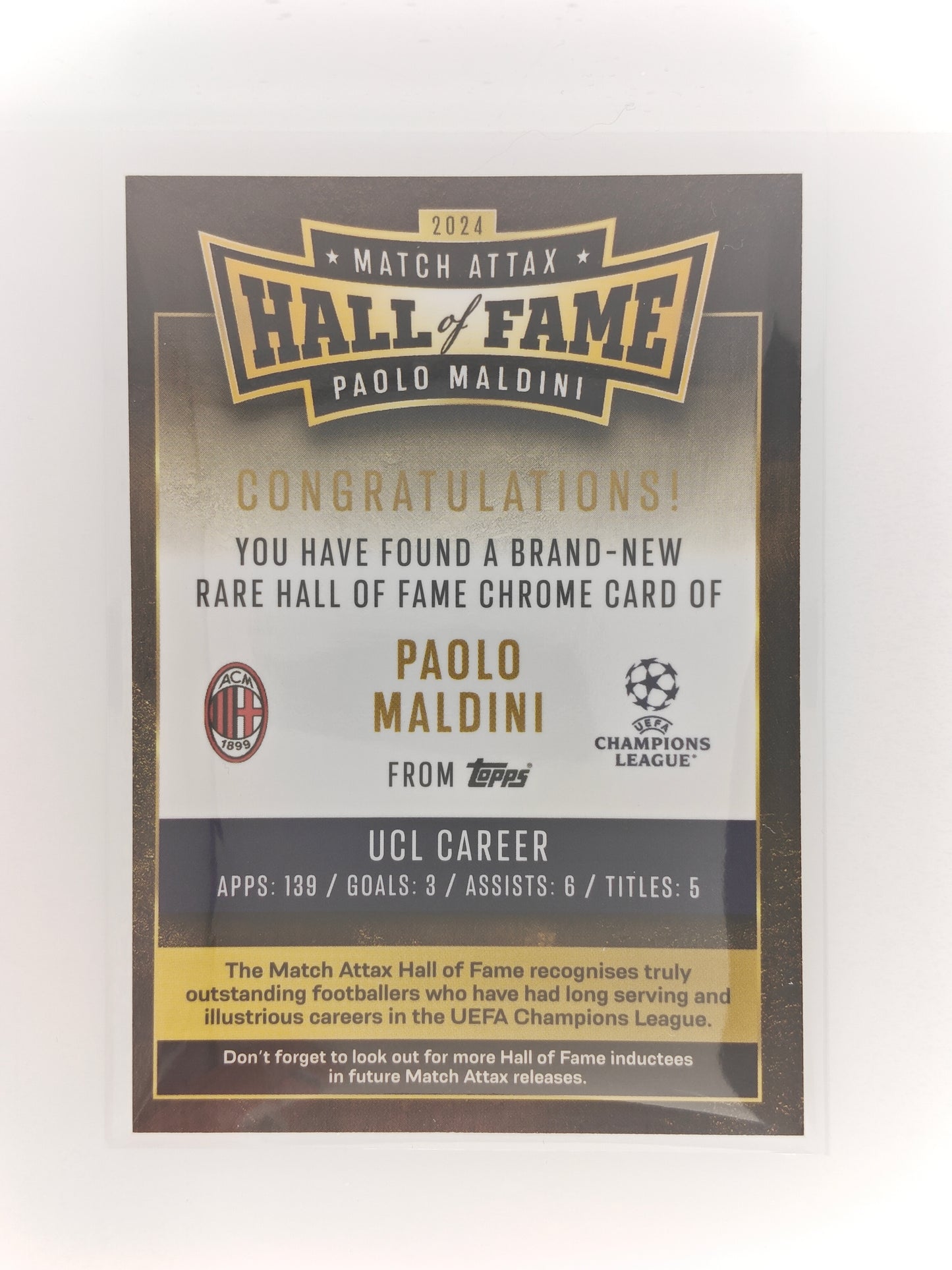 Paolo Maldini Hall of fame - Topps Match Attax 2024/25