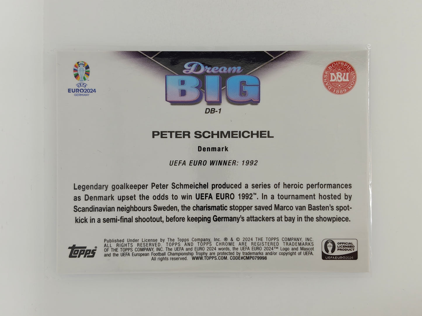 Peter Schmeichel Dream Big sapphire - Topps Chrome Euro 24 Sapphire