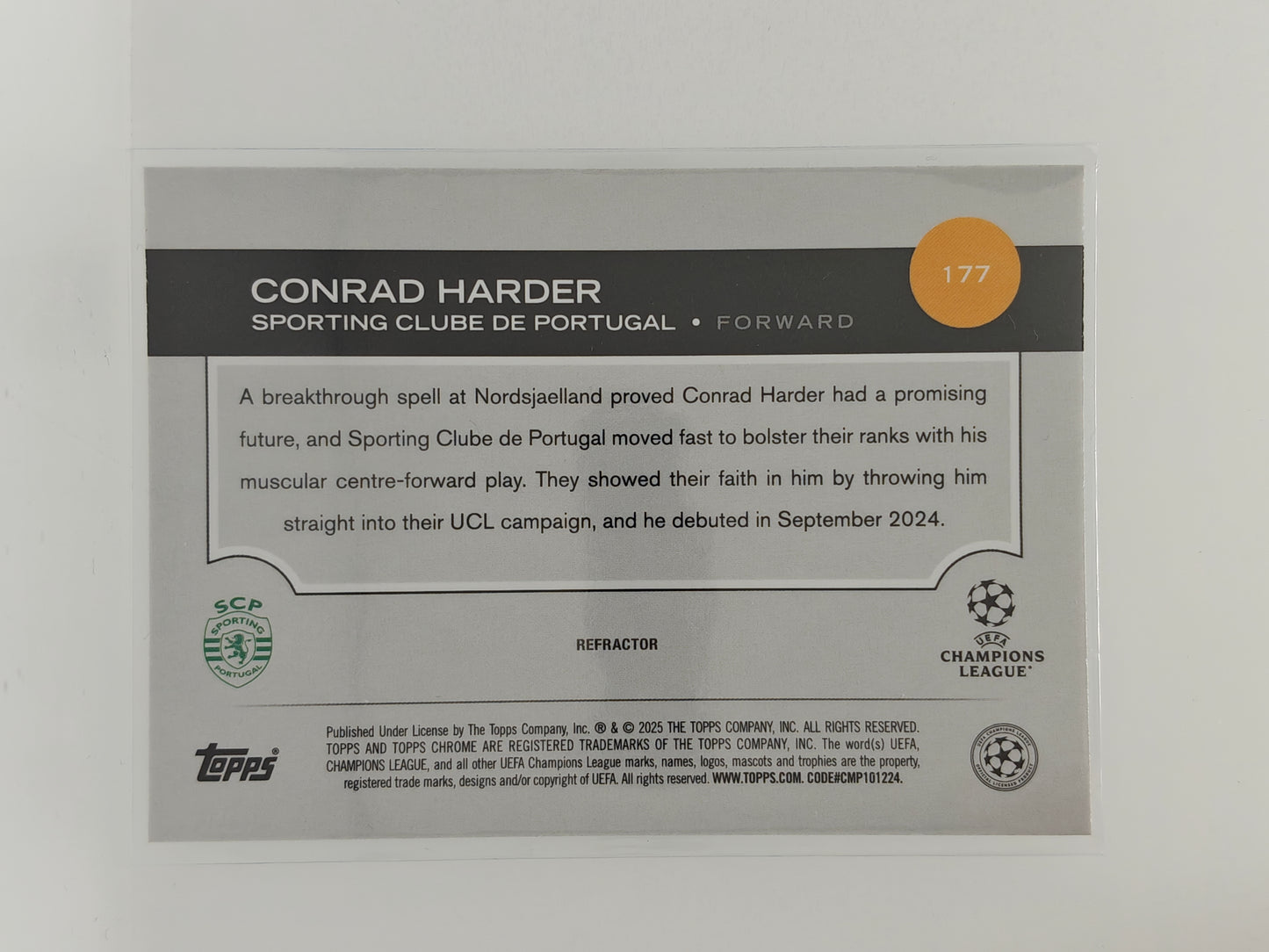 Conrad Harder RC Refractor - Topps Chrome 24/25