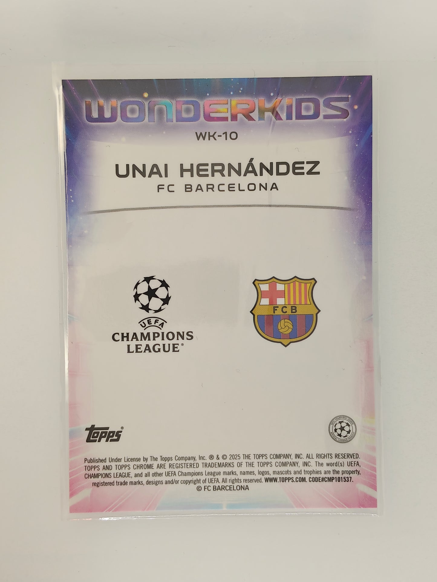 Unai Hernandez RC Wonderkids - Topps Chrome 24/25