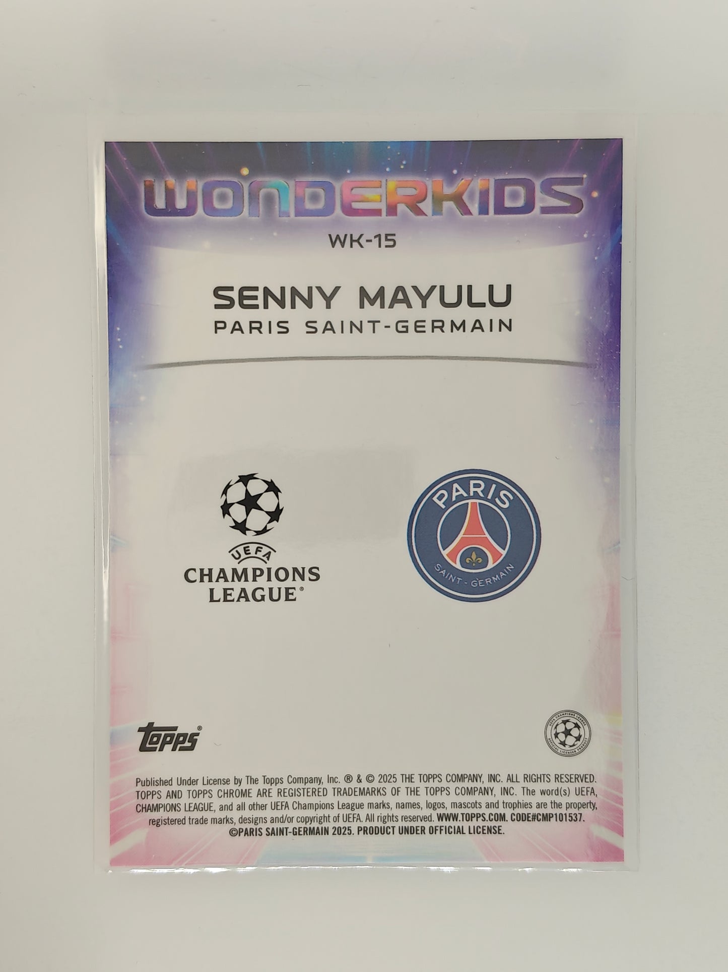 Senny Mayulu RC Wonderkids - Topps Chrome 24/25