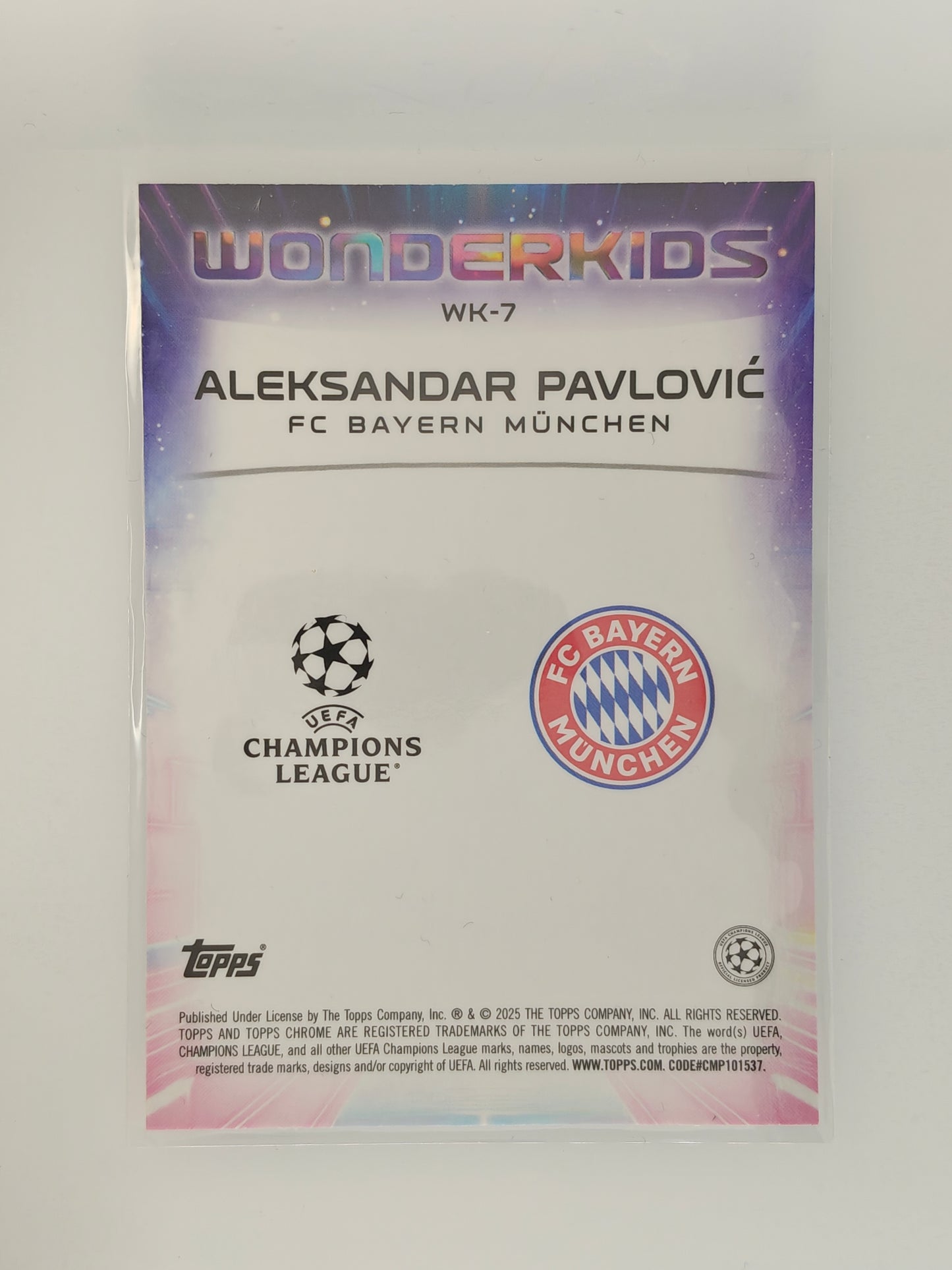 Aleksandar Pavlovic Wonderkids - Topps Chrome 24/25