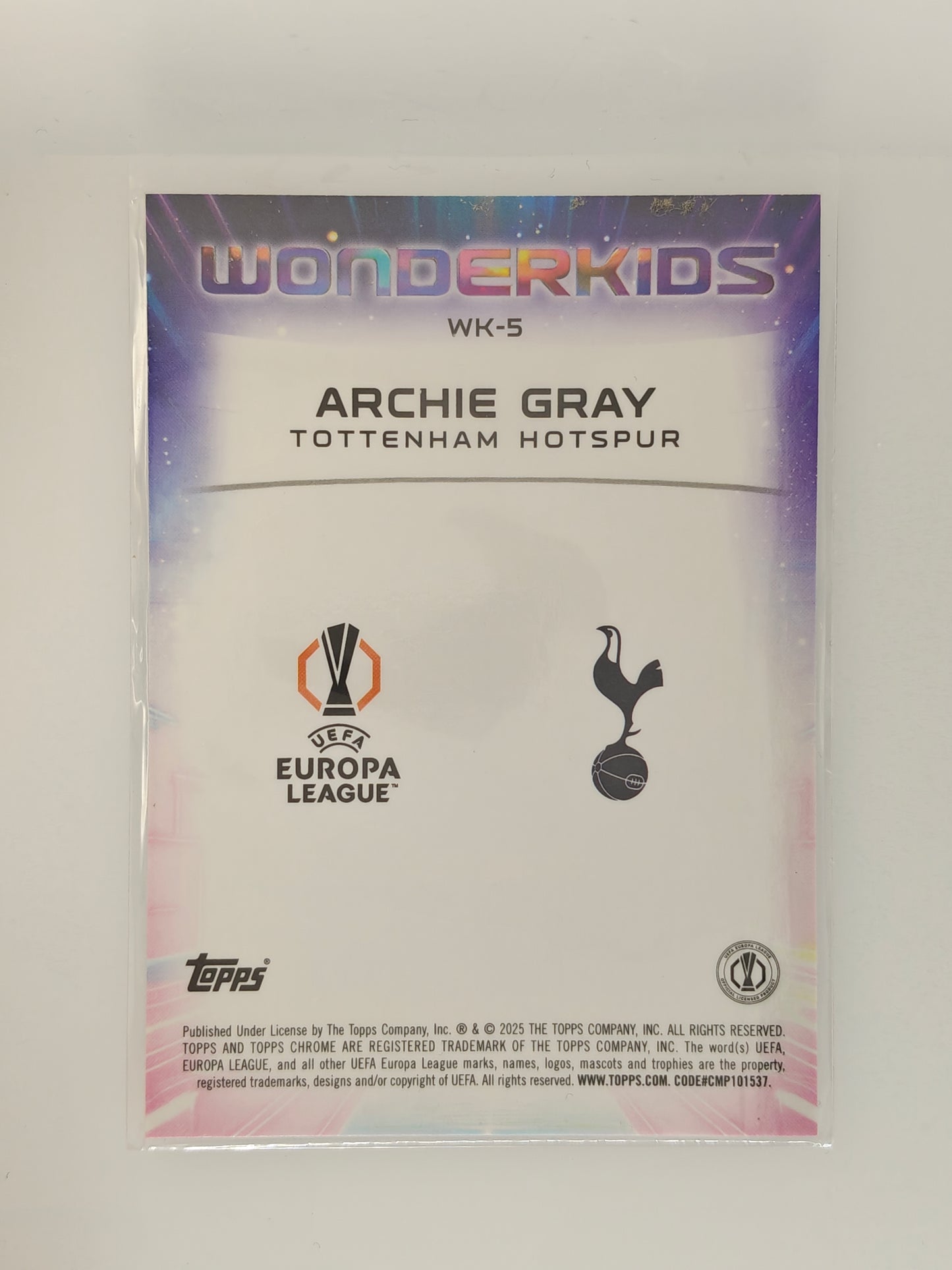 Archie Gray RC Wonderkids - Topps Chrome 24/25