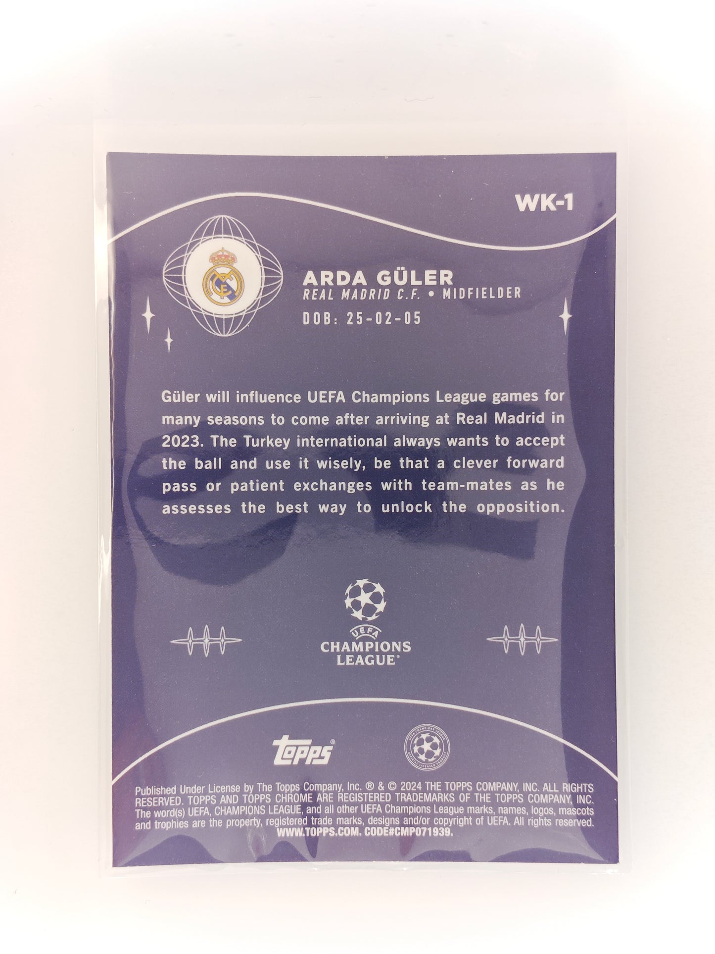 Arda Guler Wonderkids - Topps Chrome 23/24