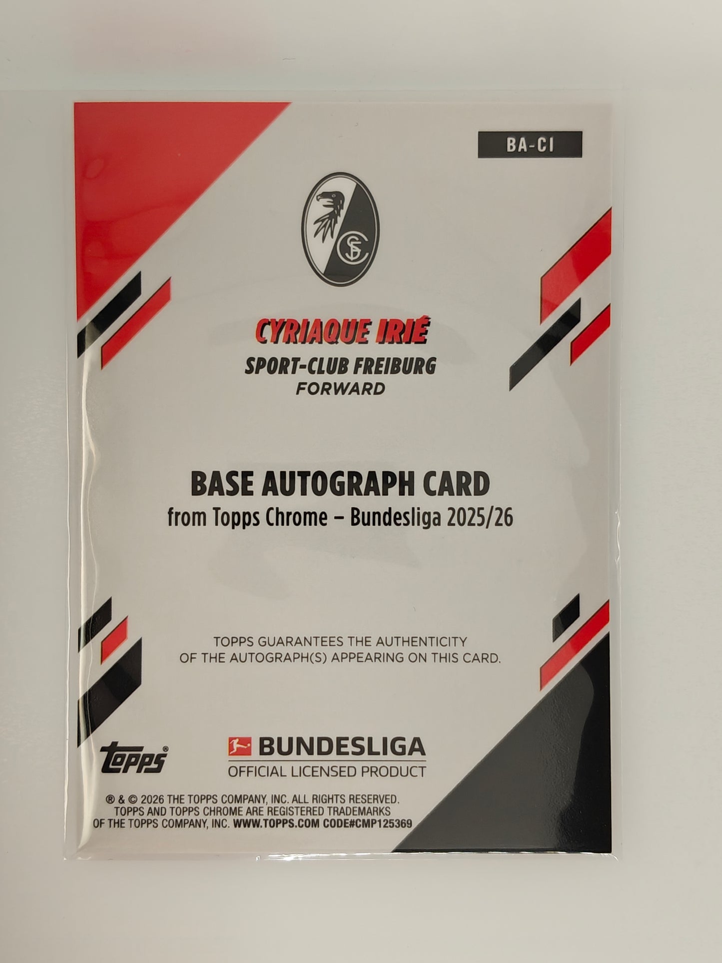 Cyriaque Irie auto /25 RC - Topps Chrome Bundesliga 25/26 - Sapphire