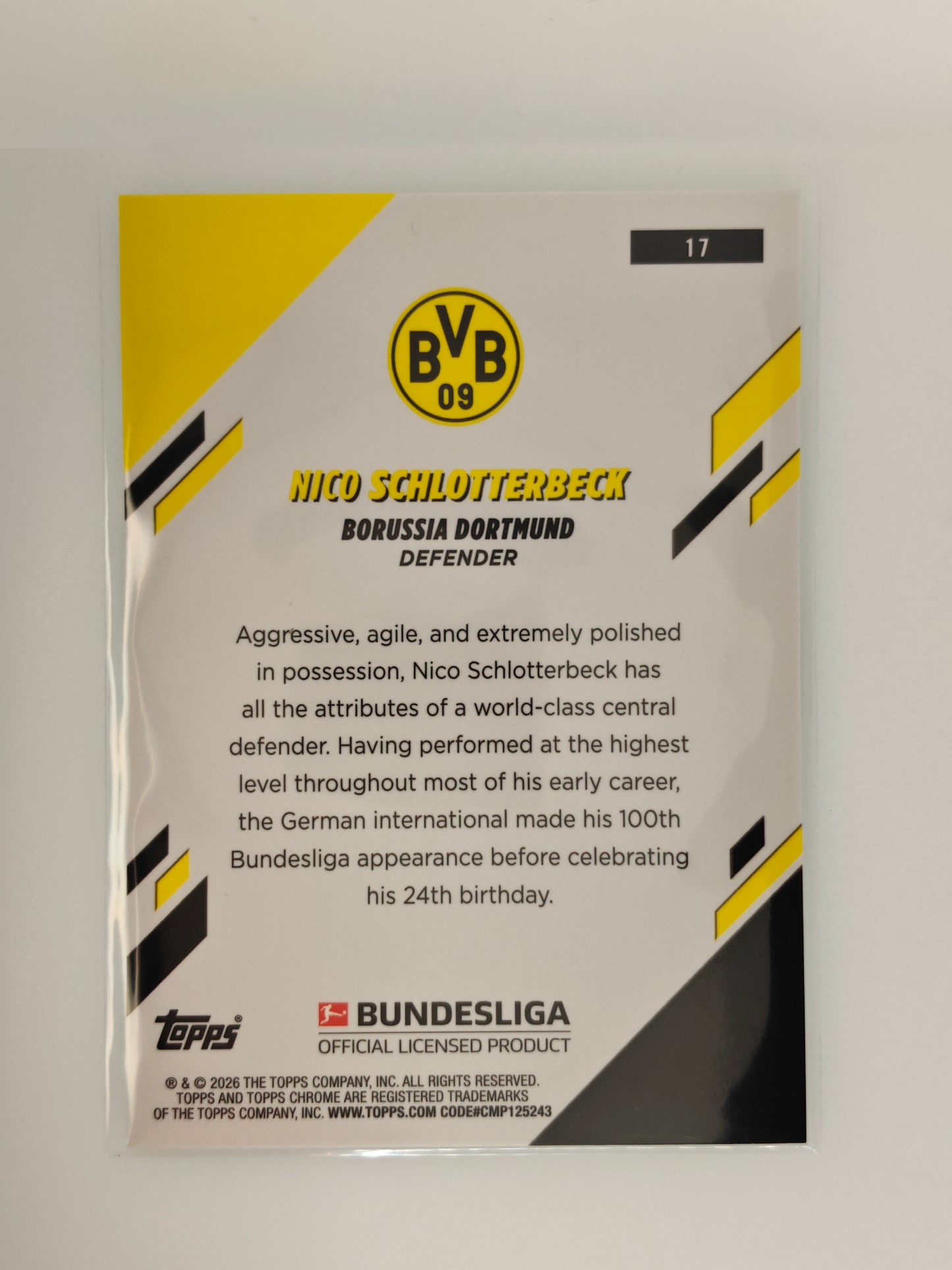 Nico Schlotterbeck /99 - Topps Chrome Bundesliga 25/26 - Sapphire