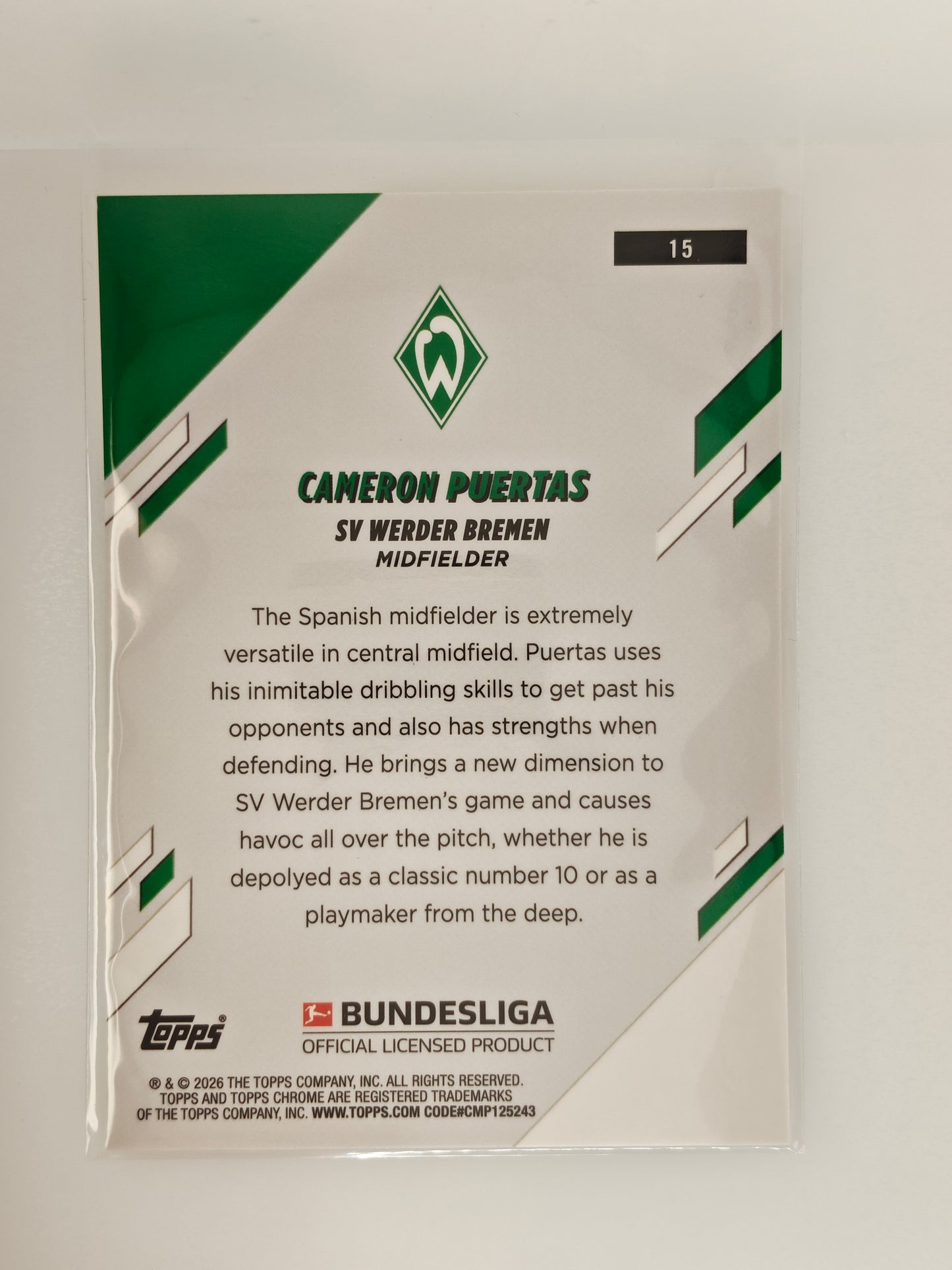 Cameron Puertas /50 - Topps Chrome Bundesliga 25/26 - Sapphire