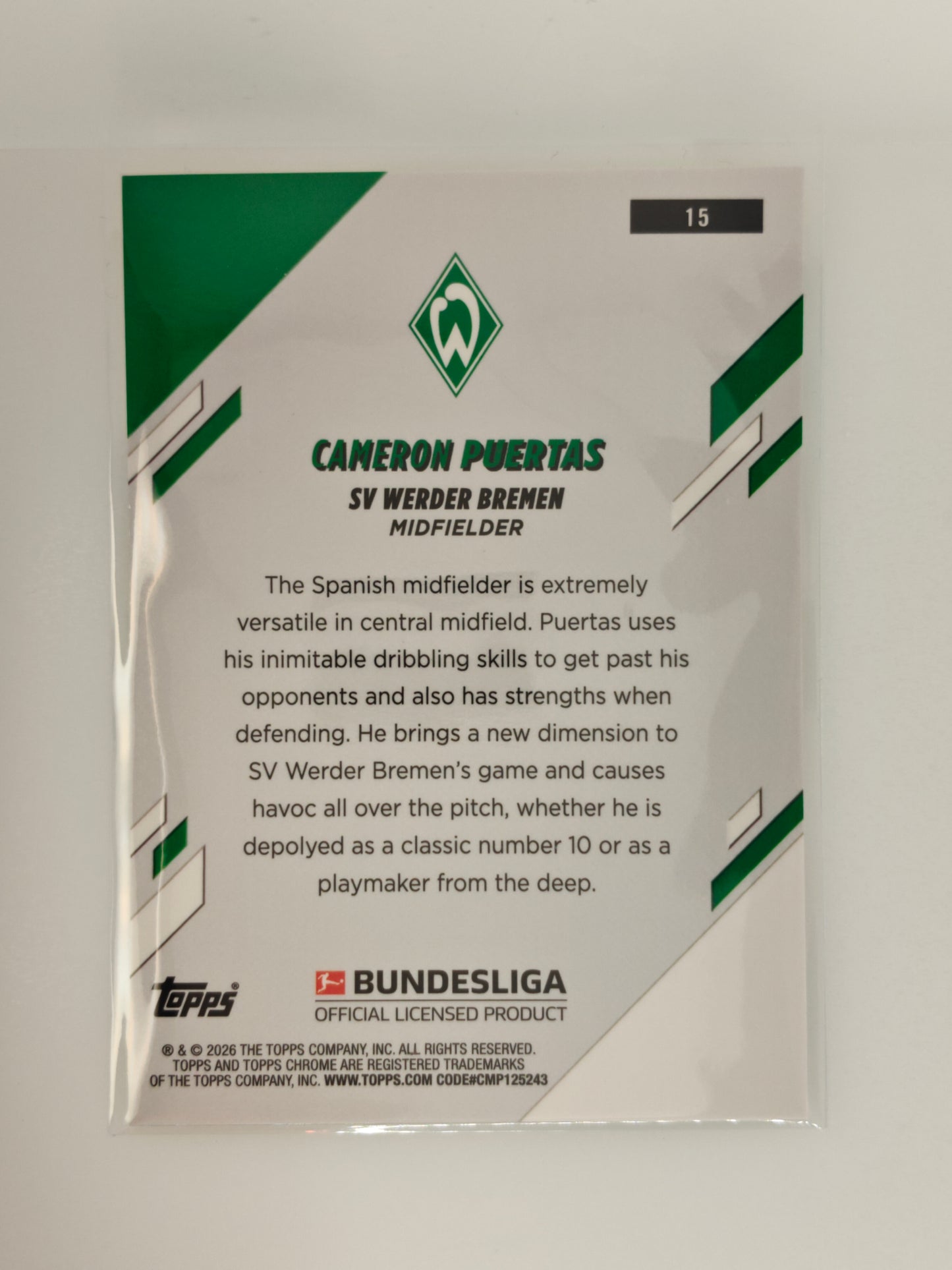 Cameron Puertas /75 - Topps Chrome Bundesliga 25/26 - Sapphire