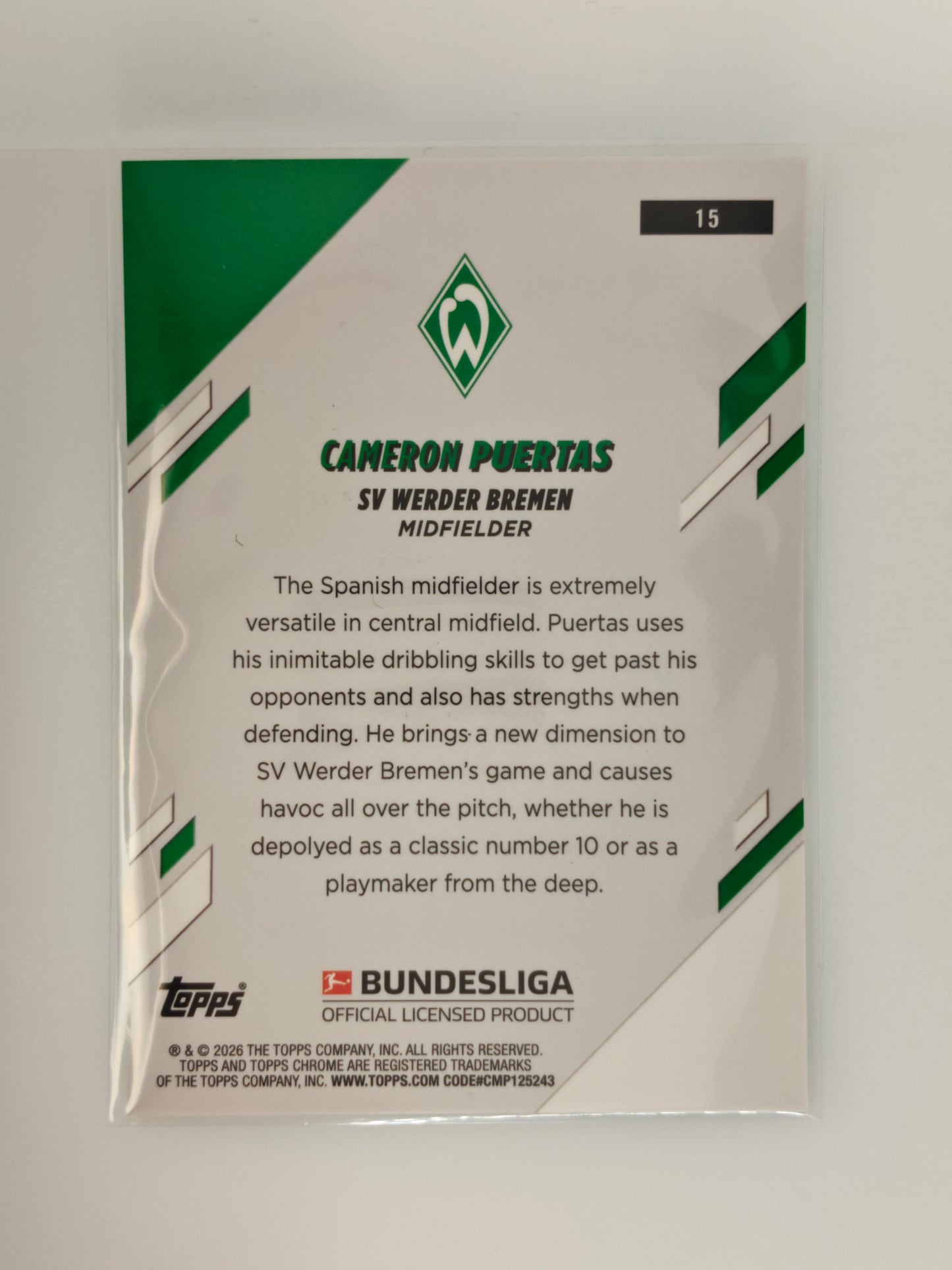 Cameron Puertas /99 - Topps Chrome Bundesliga 25/26 - Sapphire