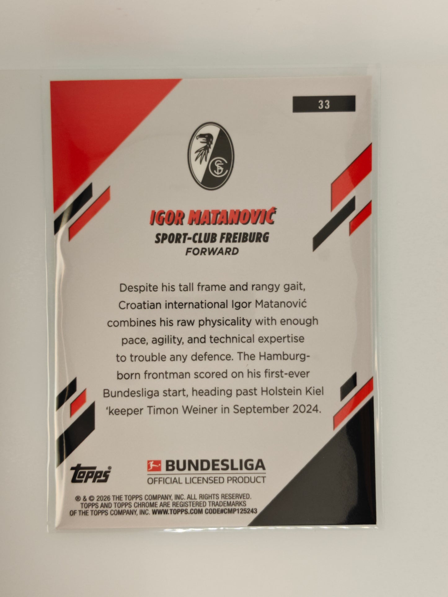 Igor Matanovic /99 - Topps Chrome Bundesliga 25/26 - Sapphire