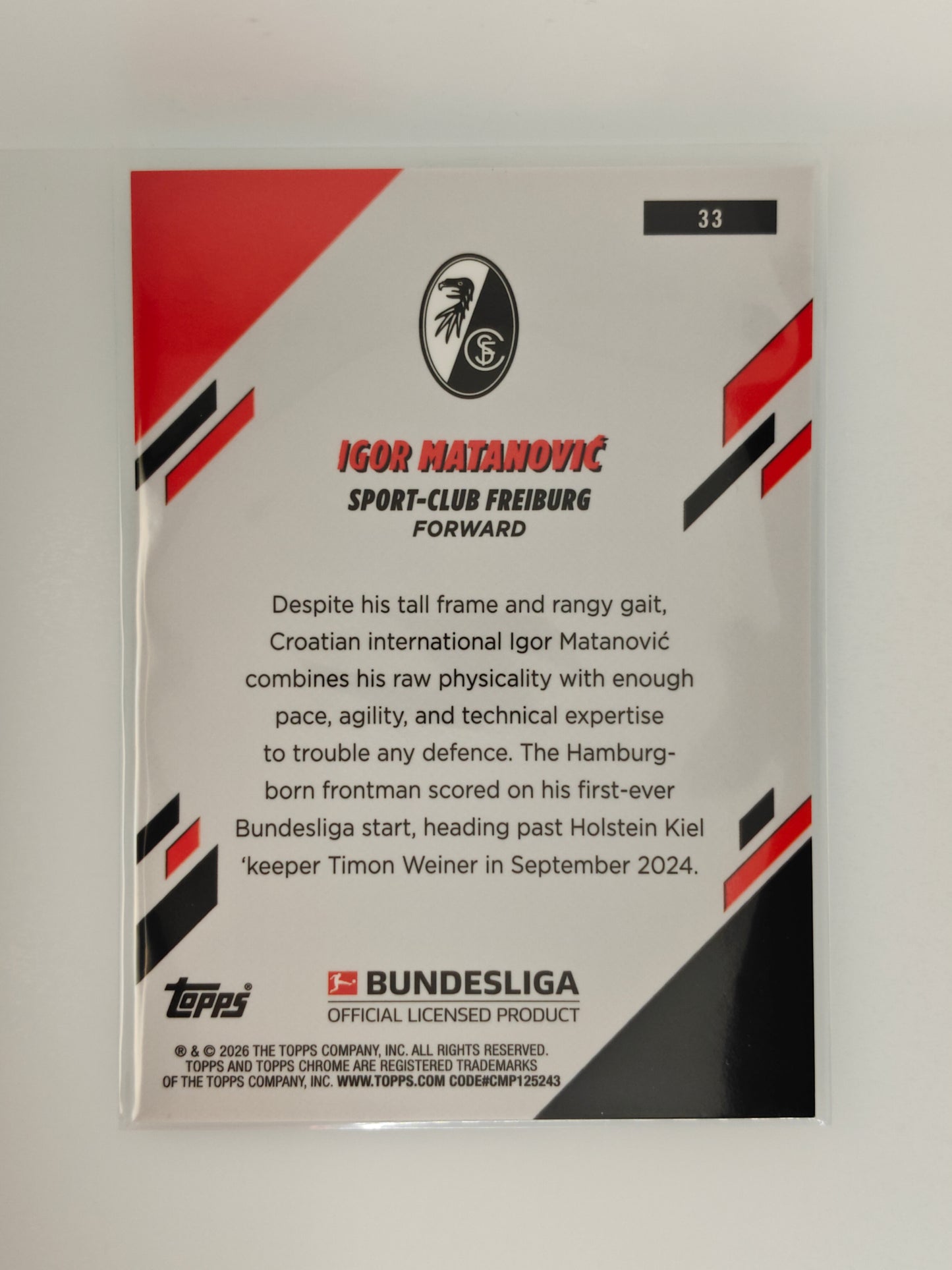 Igor Matanovic 10/10 - Topps Chrome Bundesliga 25/26 - Sapphire