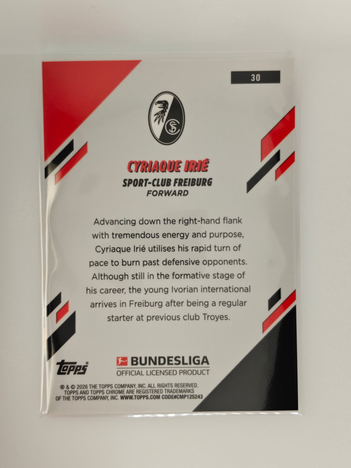 Cyriaque Irie /25 RC - Topps Chrome Bundesliga 25/26 - Sapphire