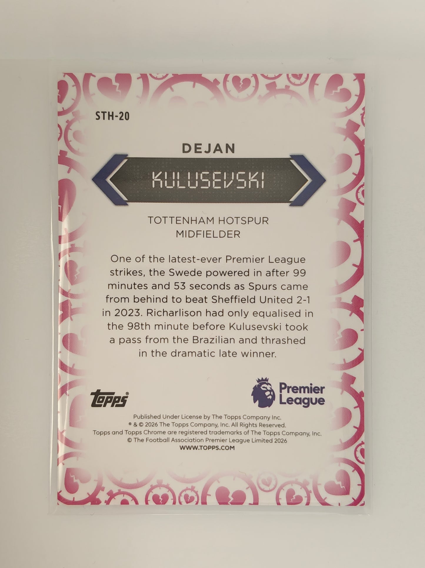 Dejan Kulusevski Stoppage time Heartbreak Sapphire - Topps Sapphire PL 25/26