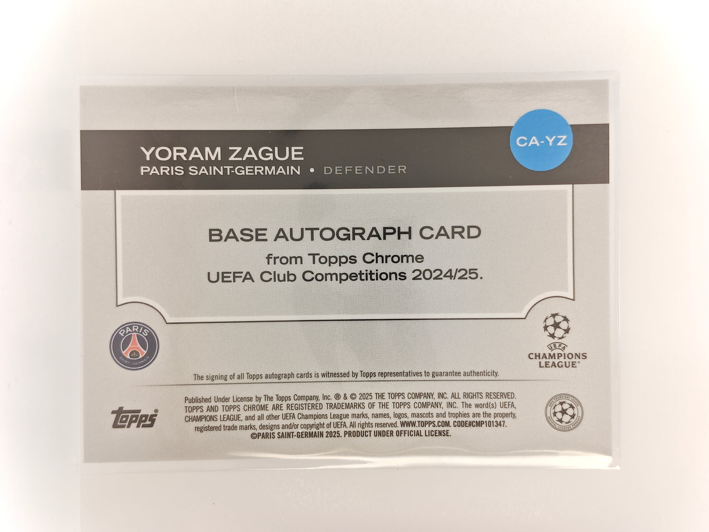 Yoram Zague auto RC - Topps Chrome 24/25