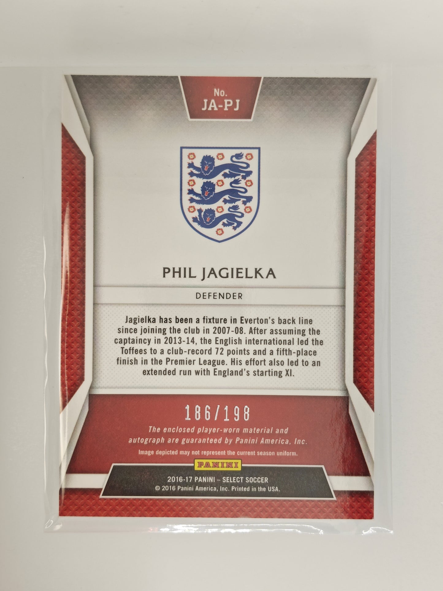 Phil Jagielka patch/auto /198 - Panini Select 16/17