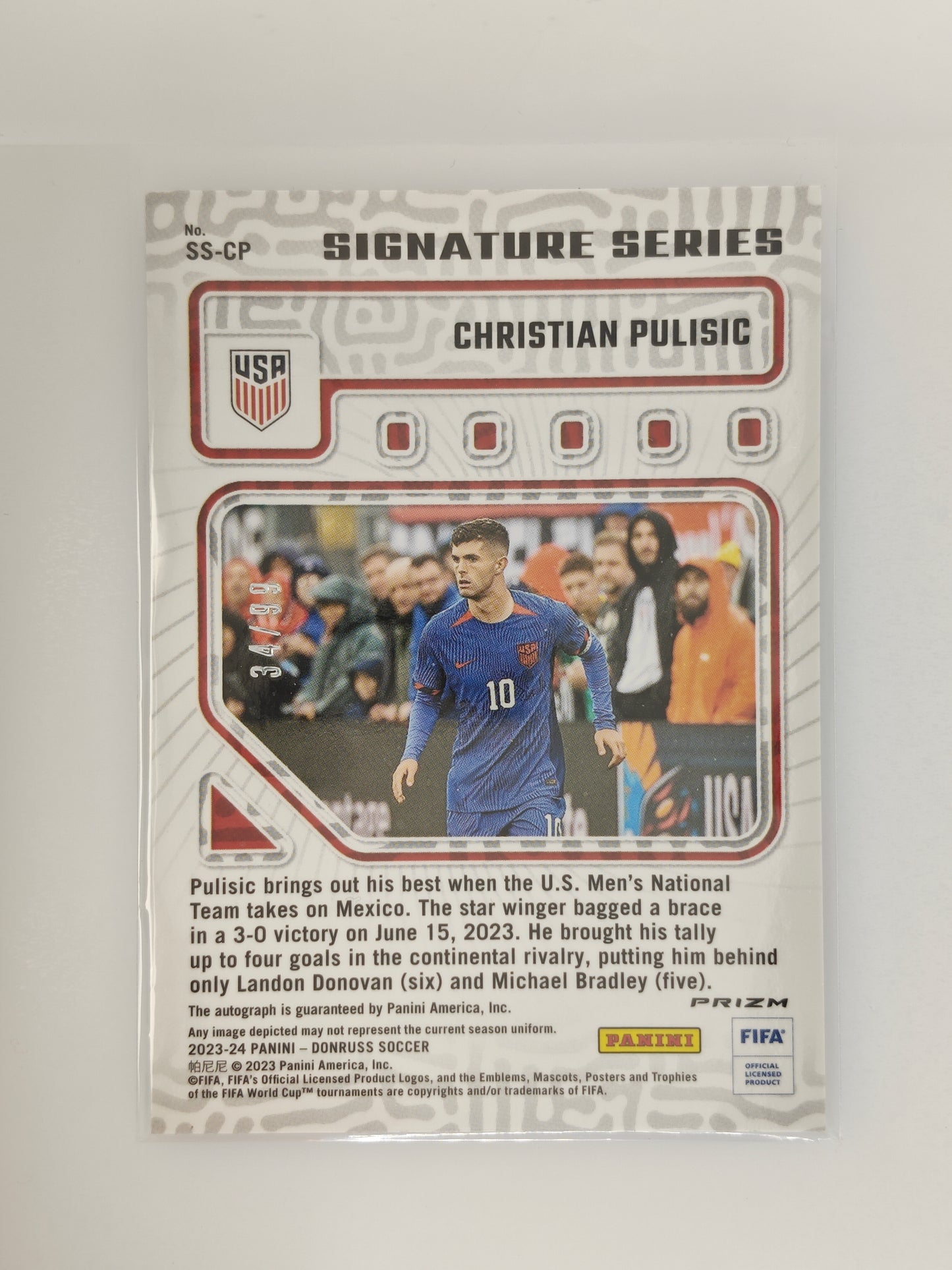Christian Pulisic auto /99 Colormatch - Panini Donruss 23/24