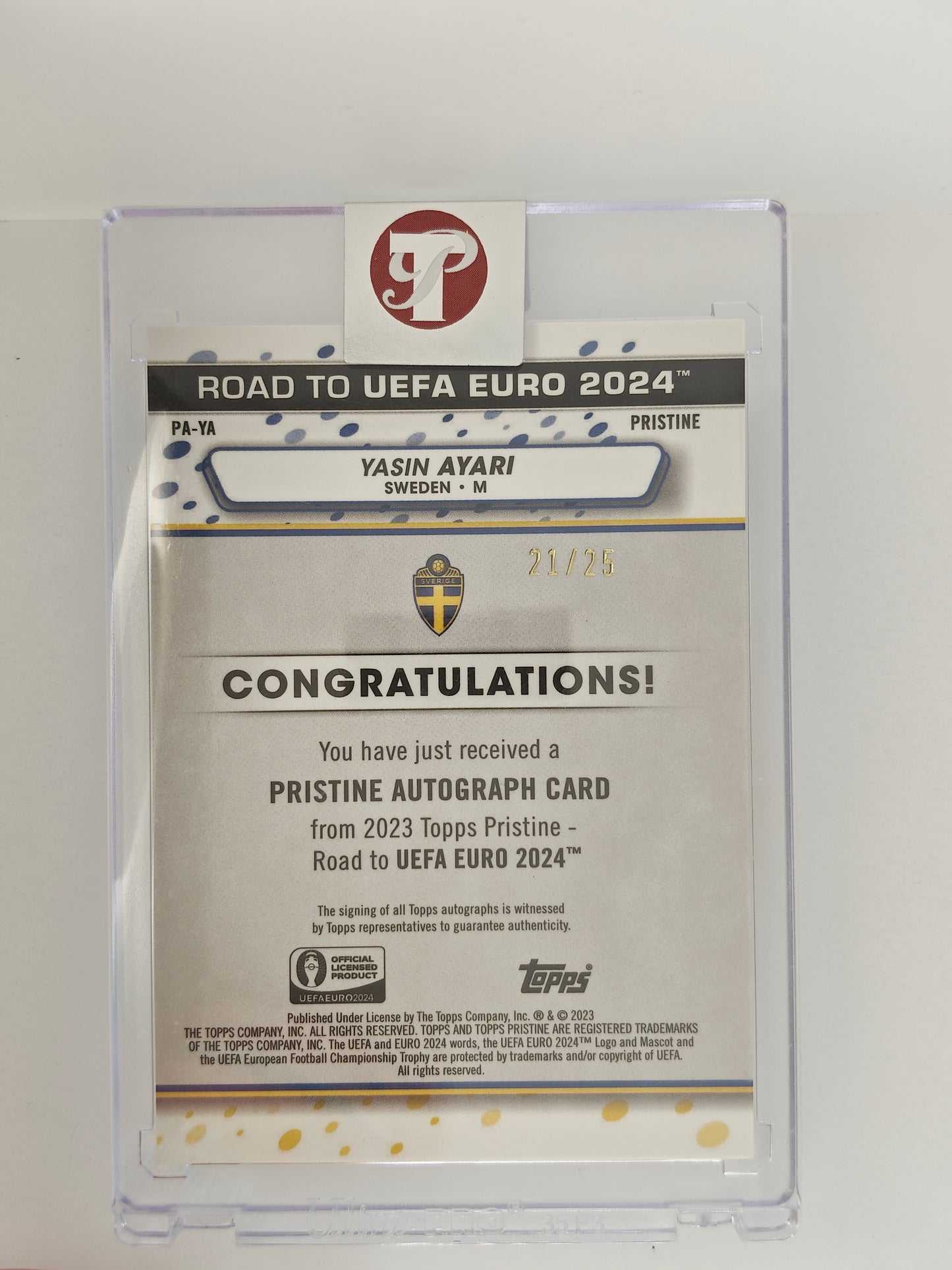 Yasin Ayari auto /25 National debut - Topps Pristine euro 24
