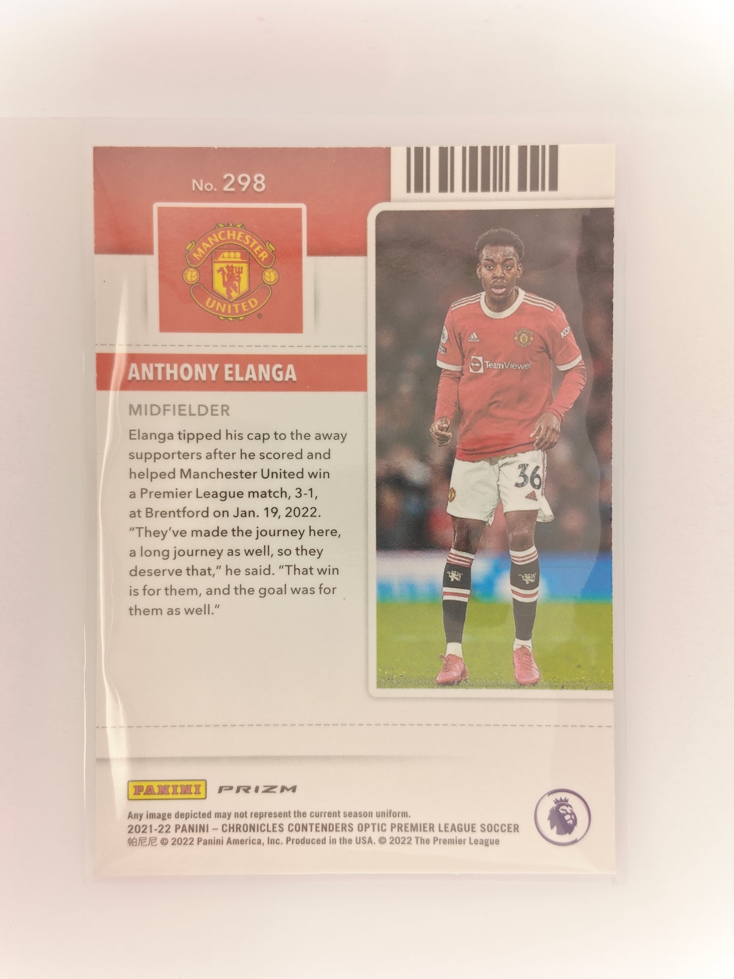 Anthony Elanga Rookie ticket RC Purple Mojo - Panini Chronicles 21/22