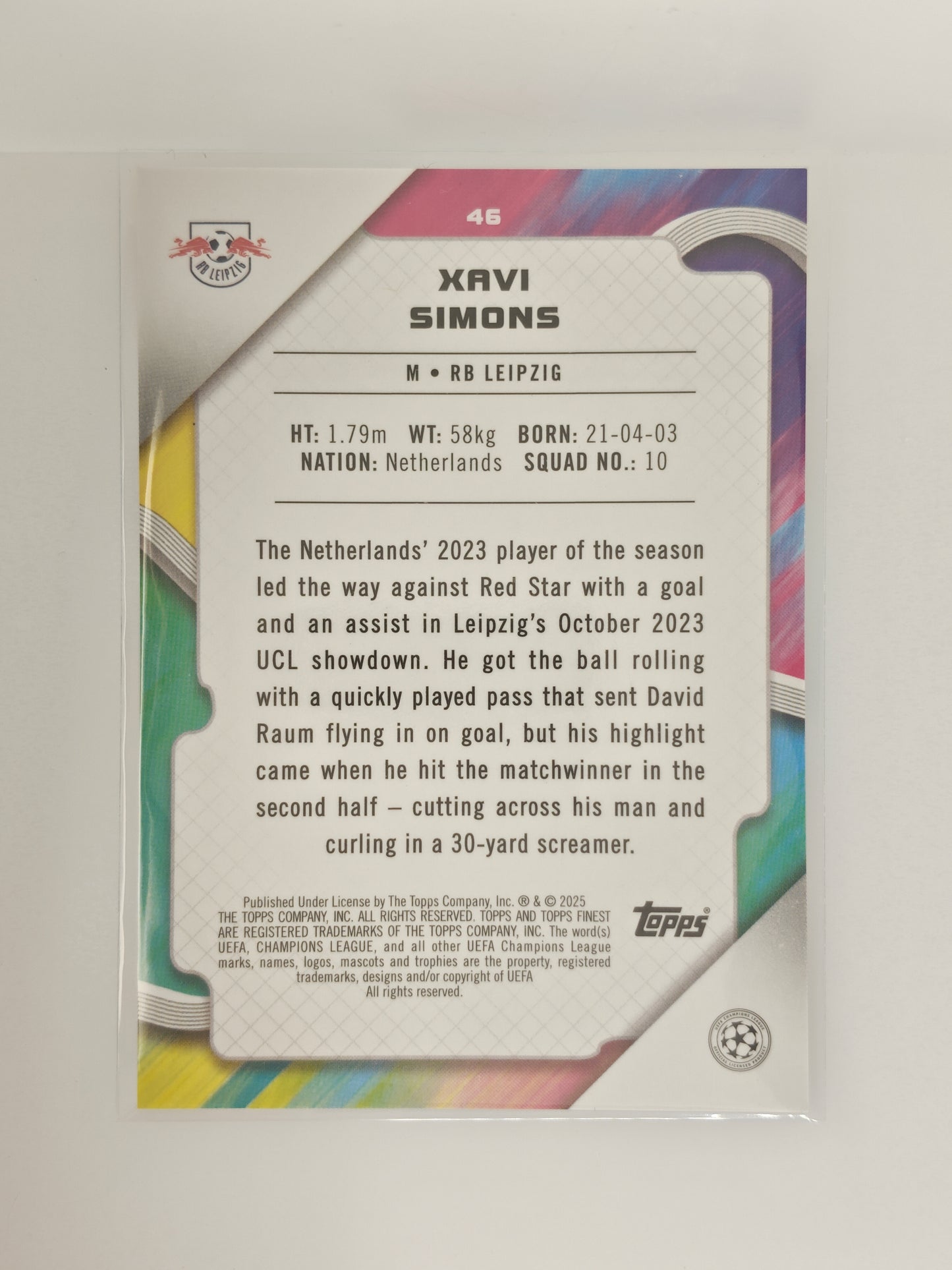 Xavi Simons /50 - Topps Finest 24/25