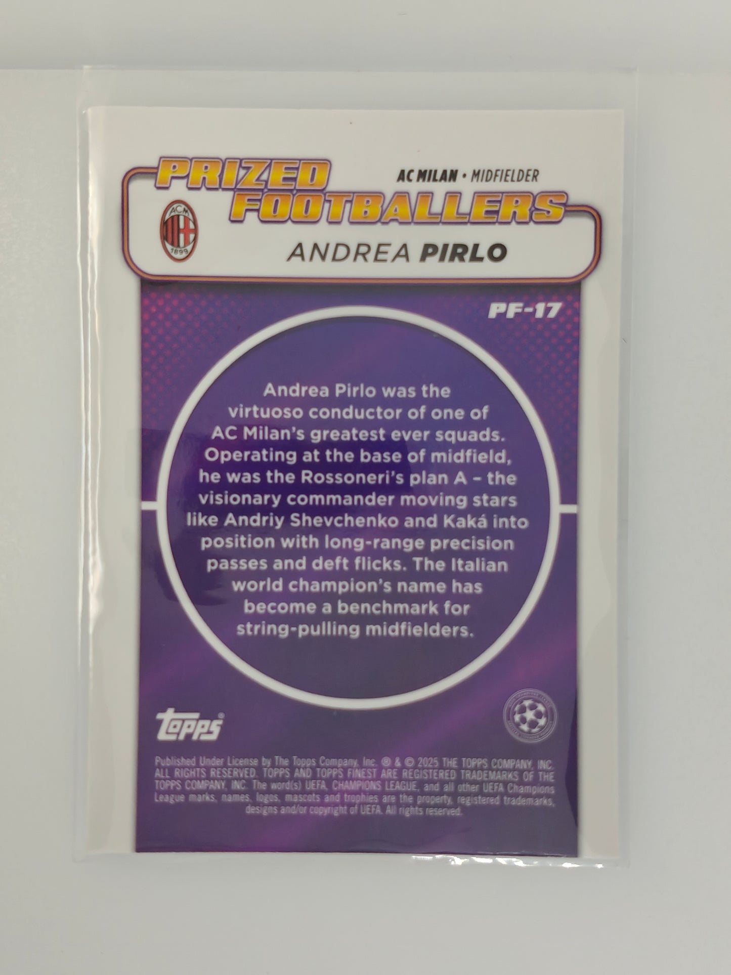 Andrea Pirlo Prized Footballers - Topps Finest 24/25