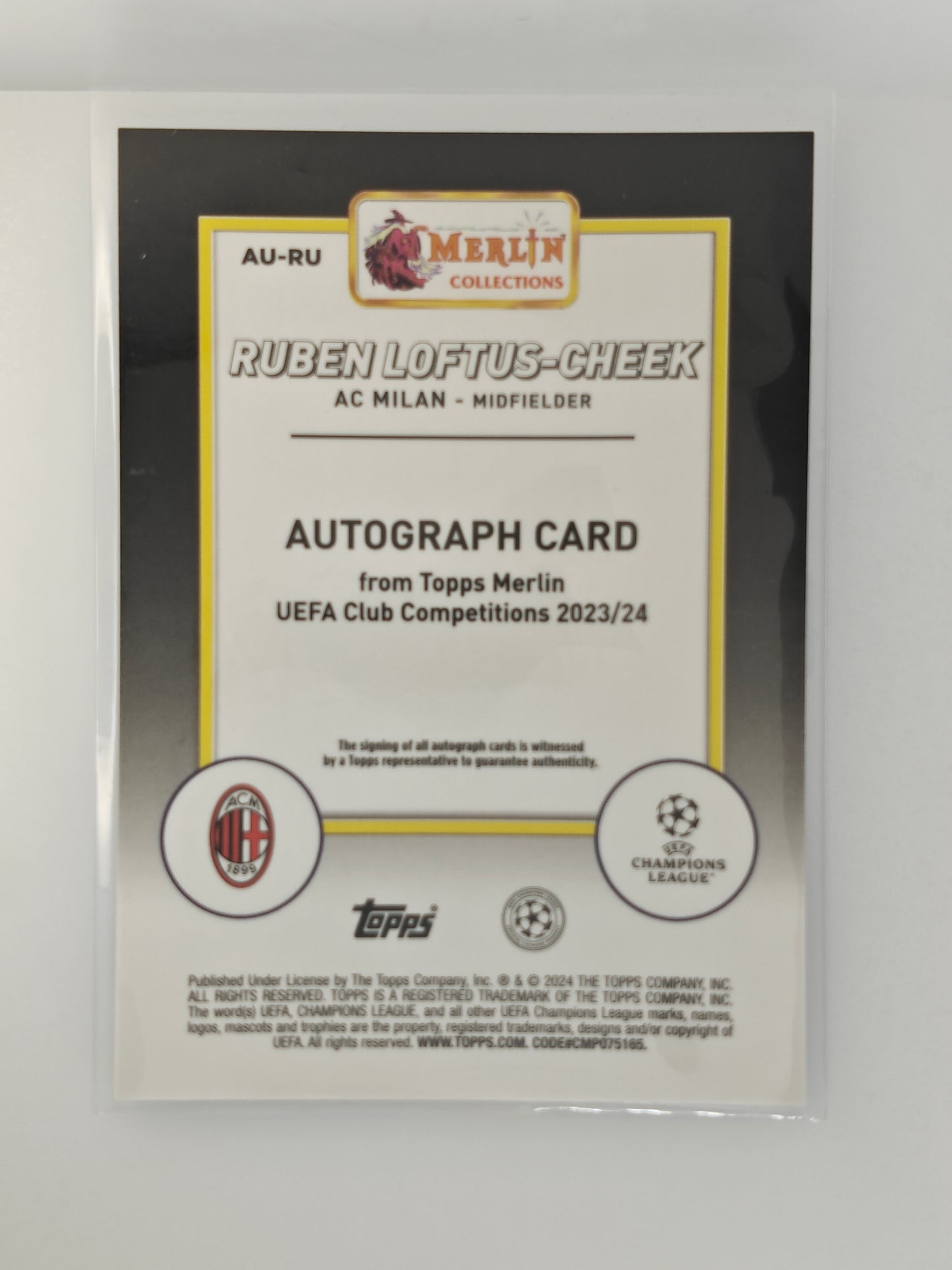 Ruben Loftus Cheek auto /75 - Topps Merlin 23/24