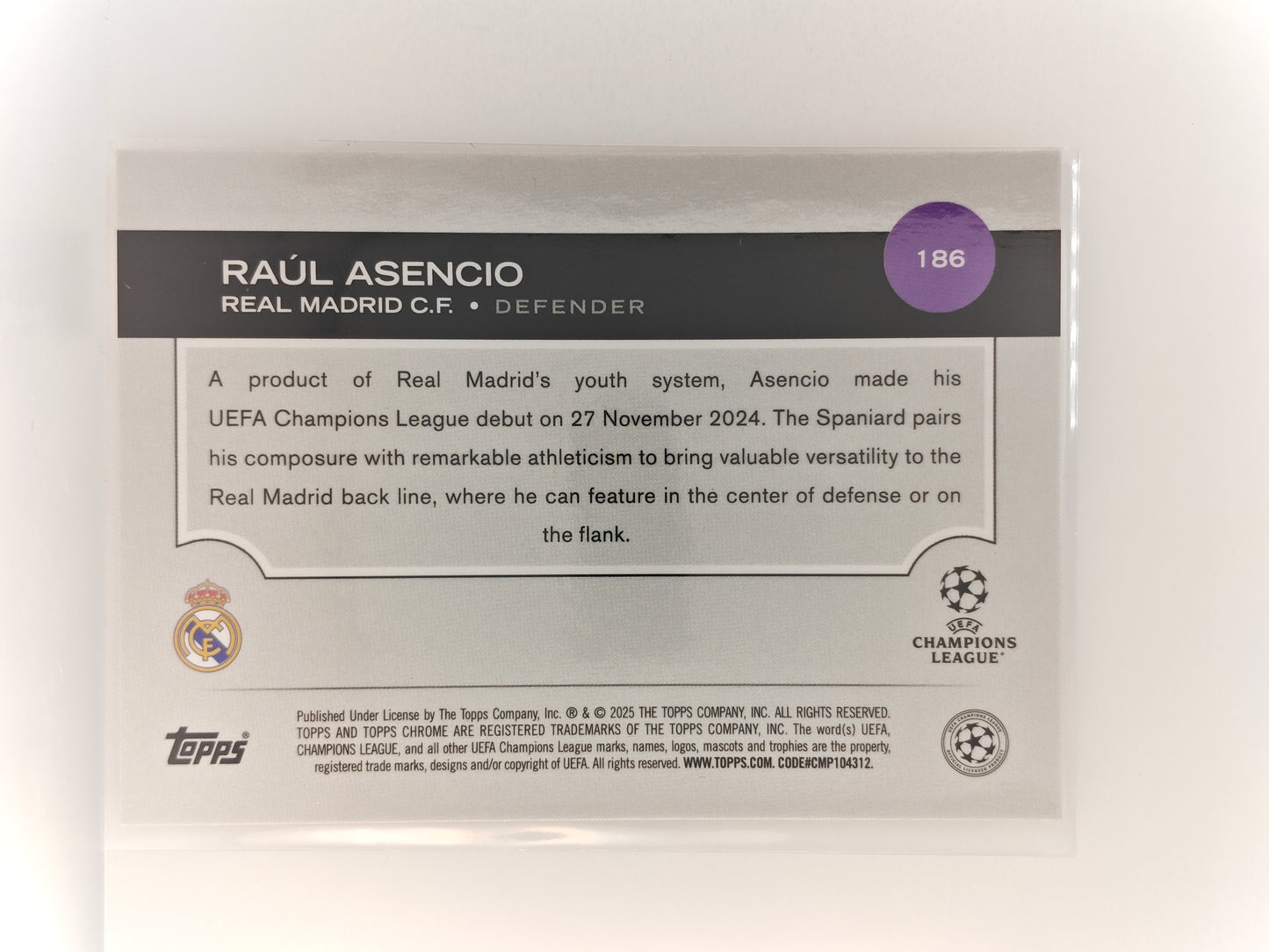 Raul Asencio /25 RC - Topps Chrome 24/25 Logofractor