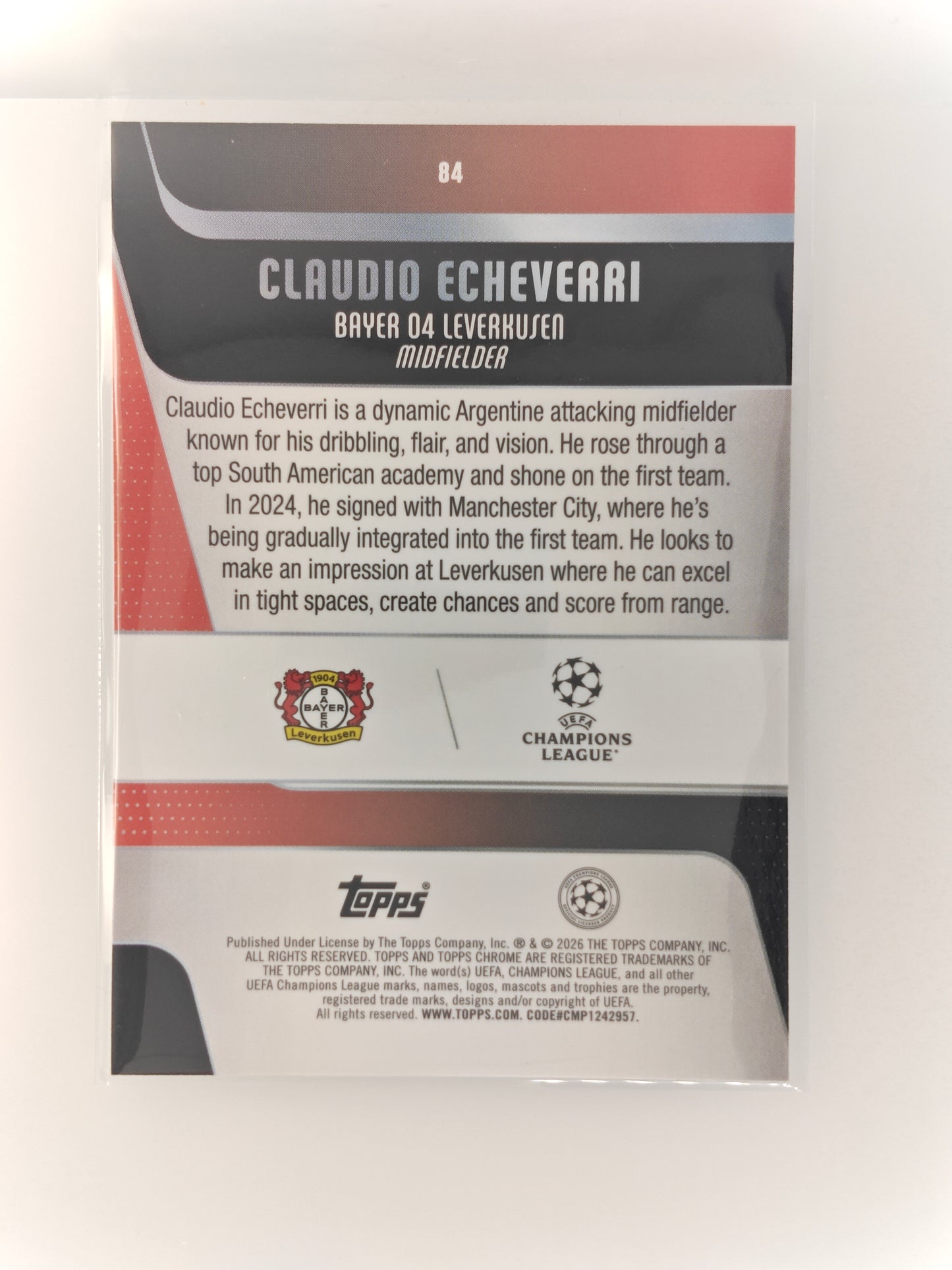 Claudio Echeverri Negative ref - Topps Chrome 25/26